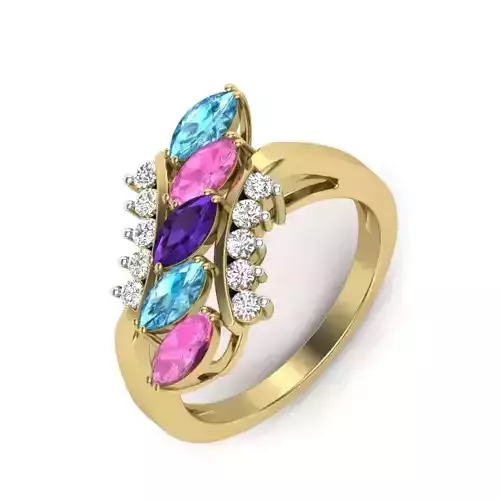 Women Diamond Ring 3dm STL  Render Details - PR-133 DIA