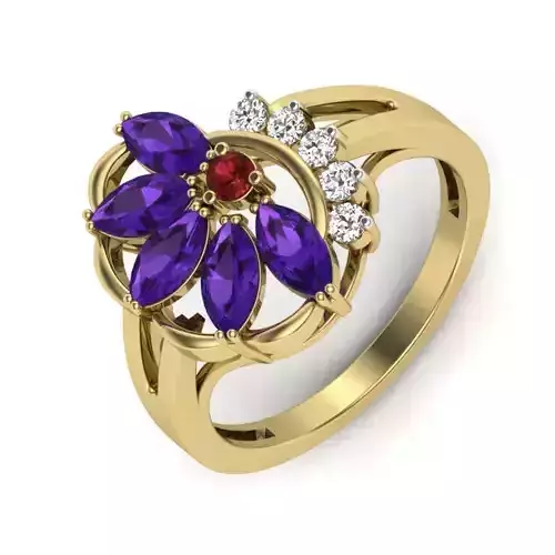 Women Diamond Ring 3dm STL  Render Details - PR-135 DIA