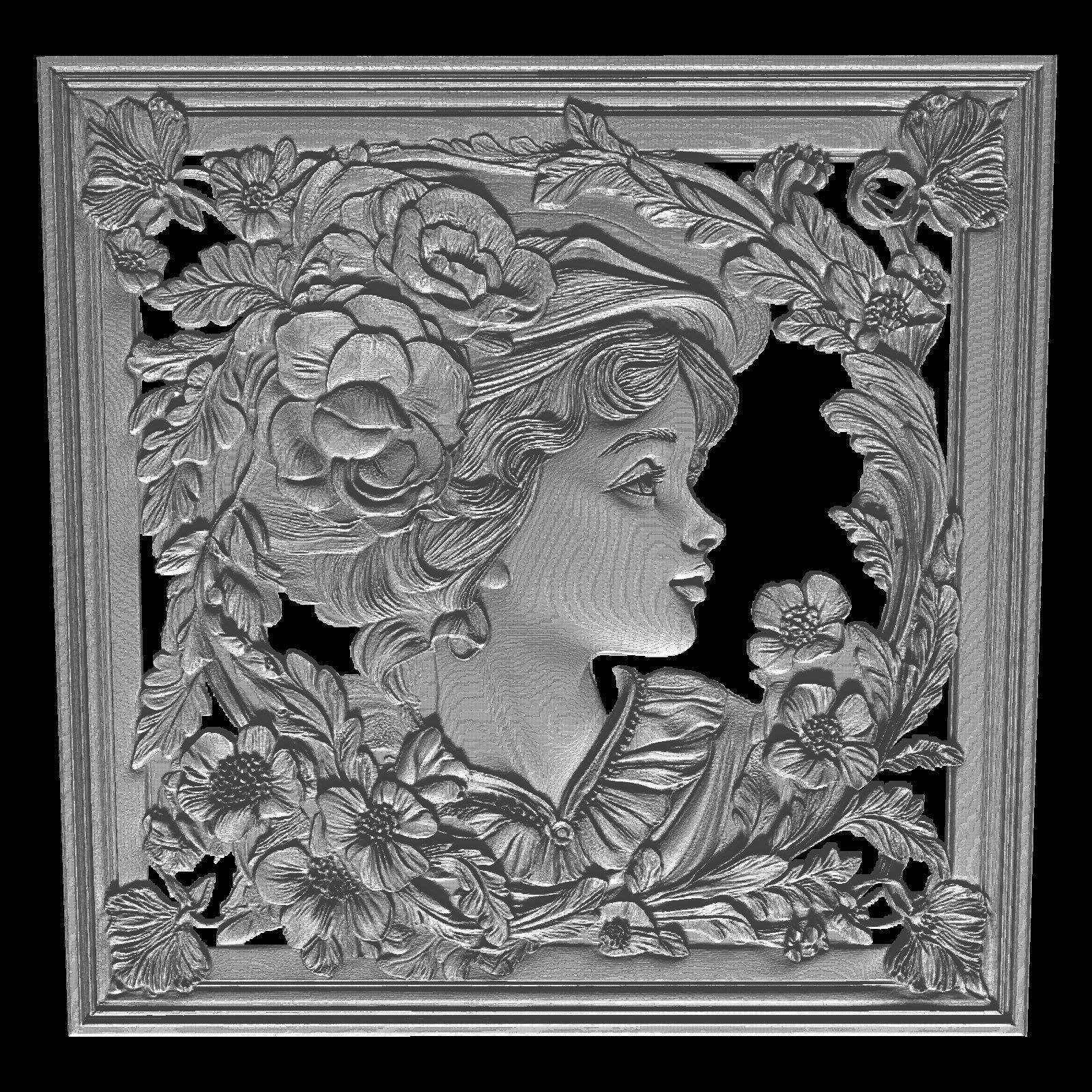 Blossoming Grace Portrait in Floral Elegance 3D print model_1