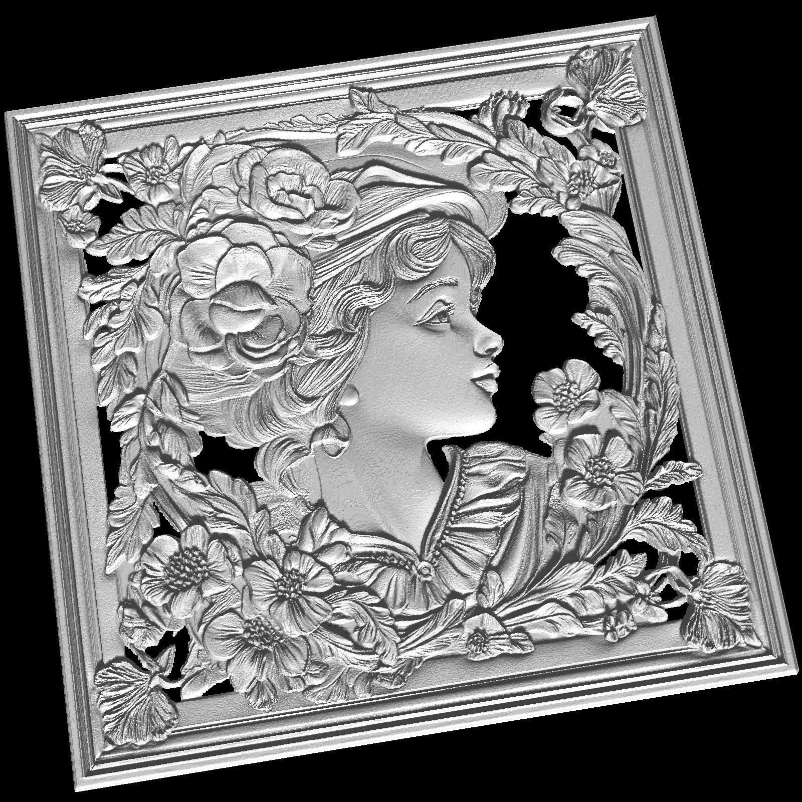 Blossoming Grace Portrait in Floral Elegance 3D print model_2