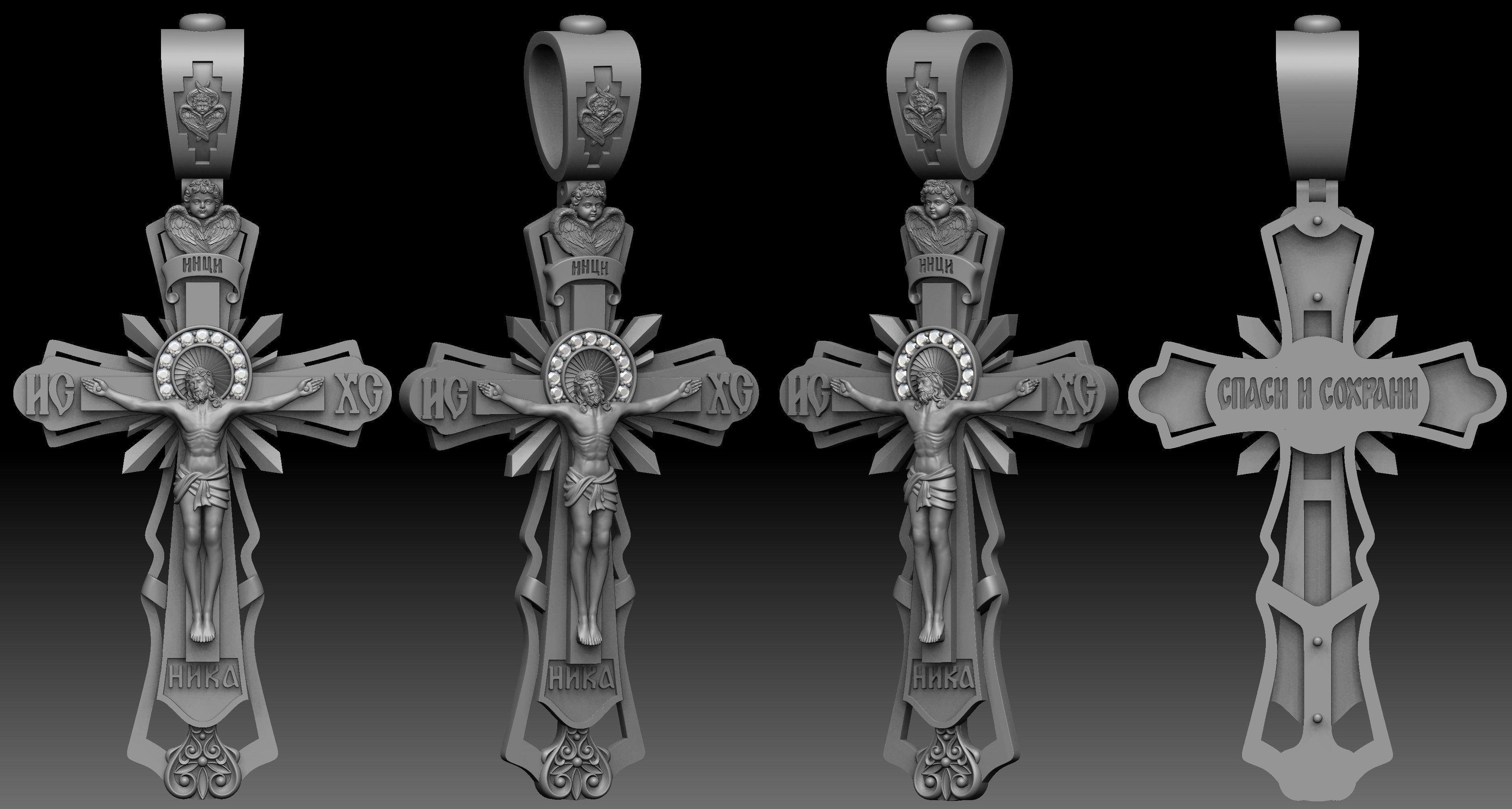 Jesus on The Cross Pendant 3D print model_1