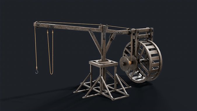 Medieval crane Low-poly 3D model Low-poly 3D model