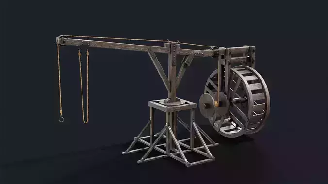 Medieval crane Low-poly 3D model
