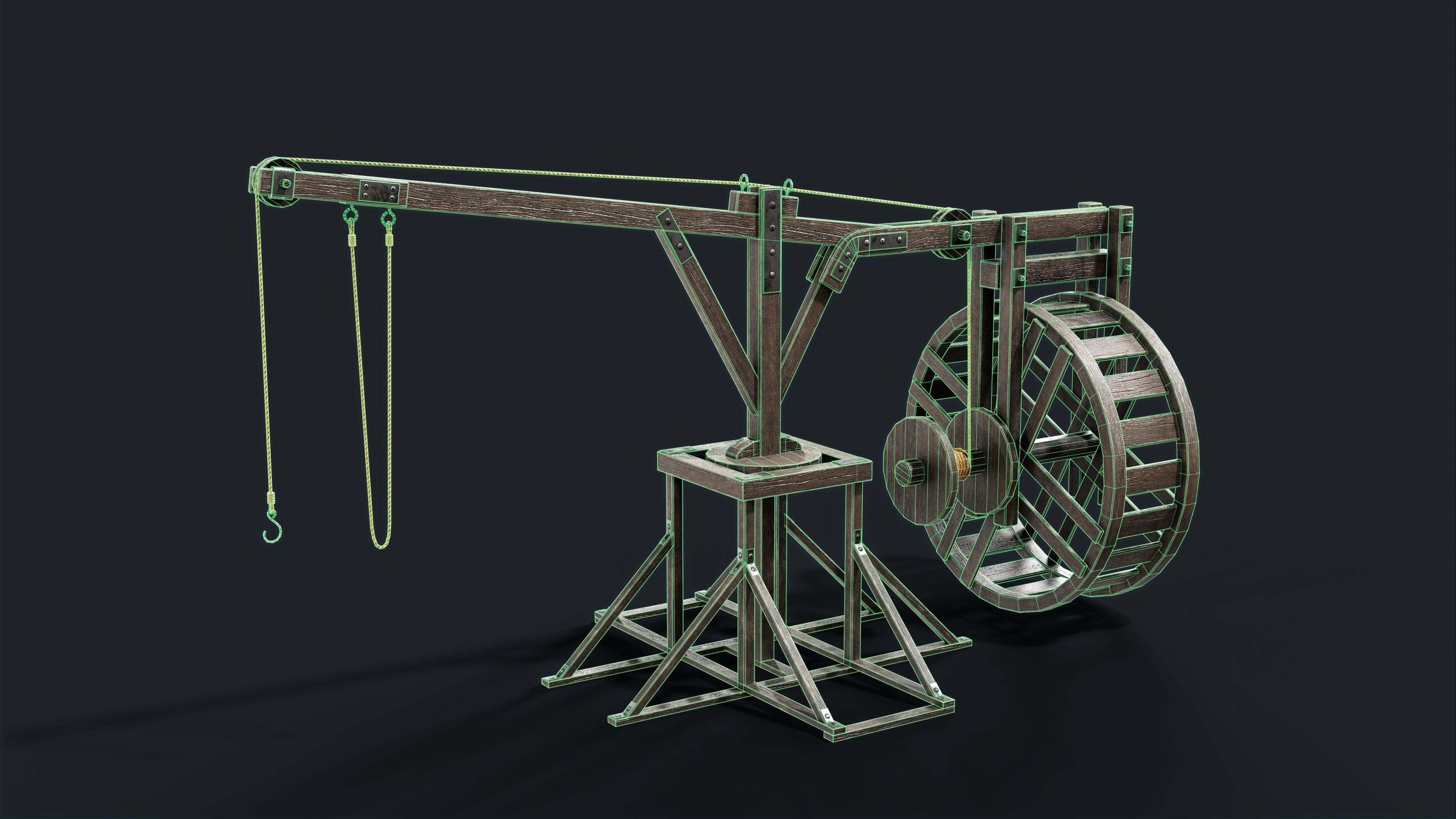 Medieval crane Low-poly 3D model Low-poly 3D model_5