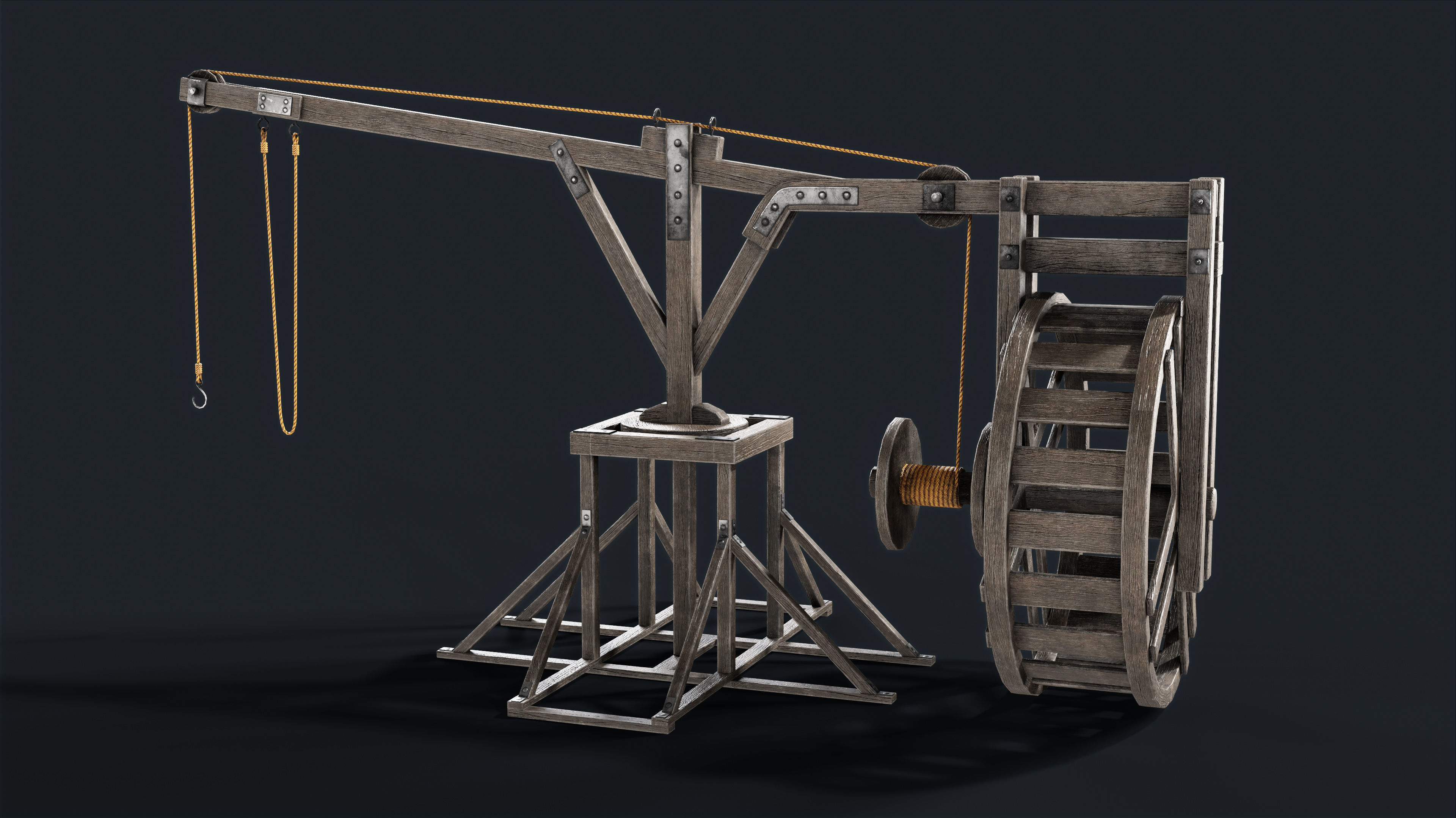 Medieval crane Low-poly 3D model Low-poly 3D model_2