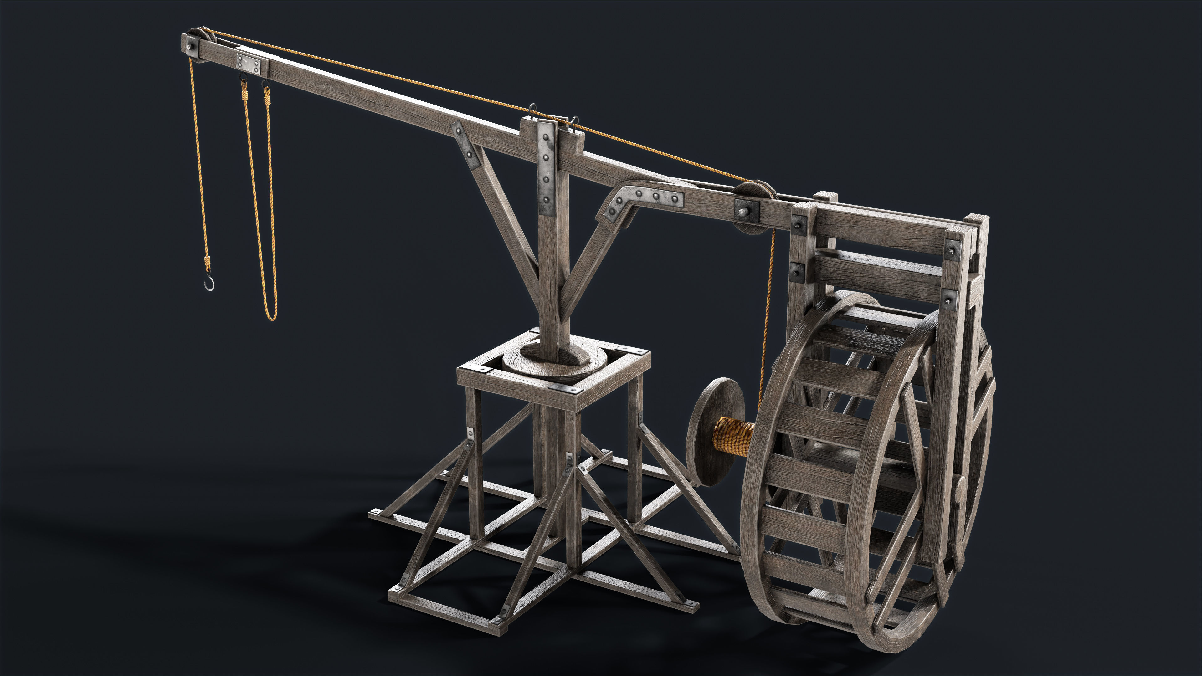 Medieval crane Low-poly 3D model Low-poly 3D model_4