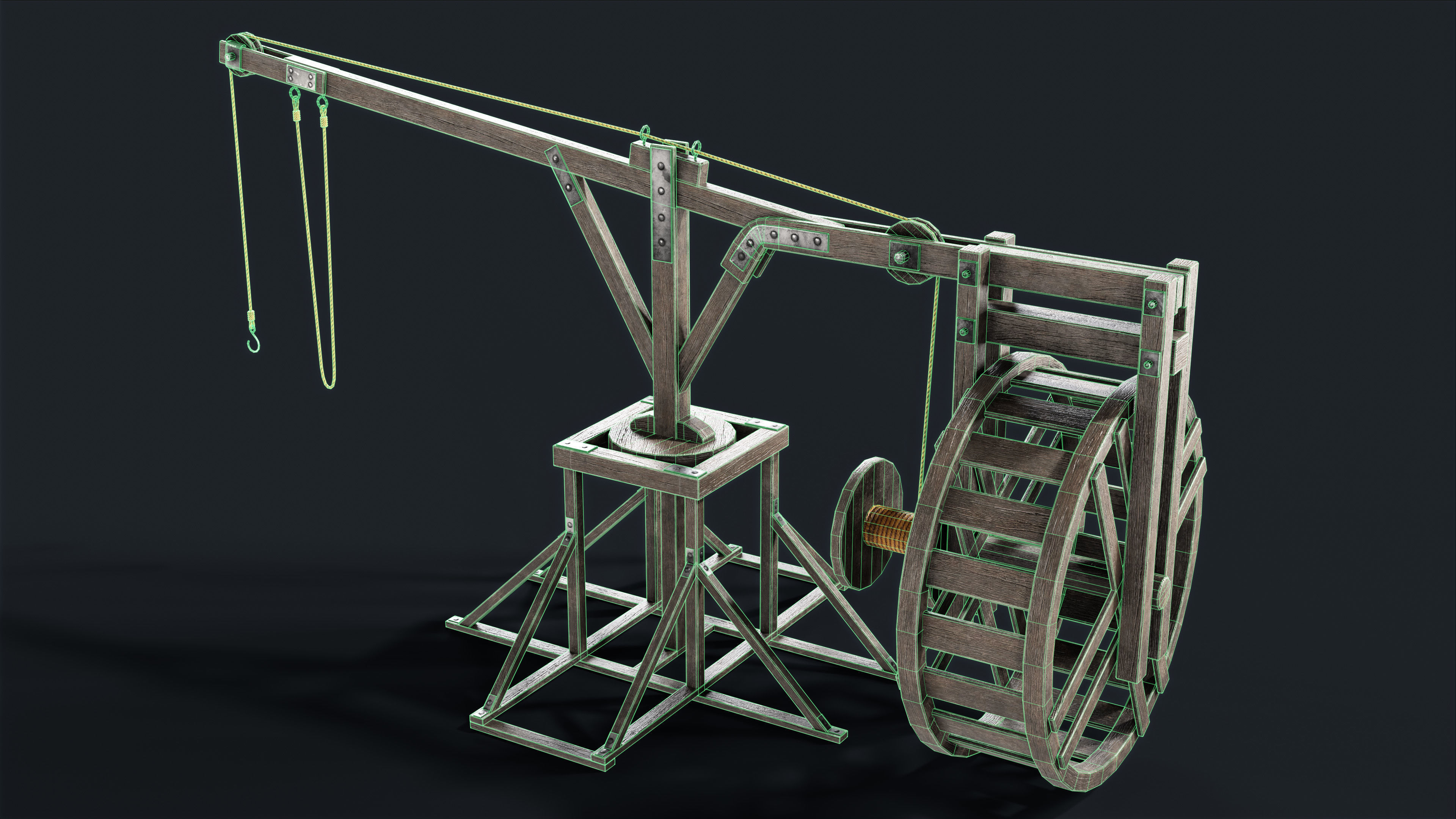Medieval crane Low-poly 3D model Low-poly 3D model_6