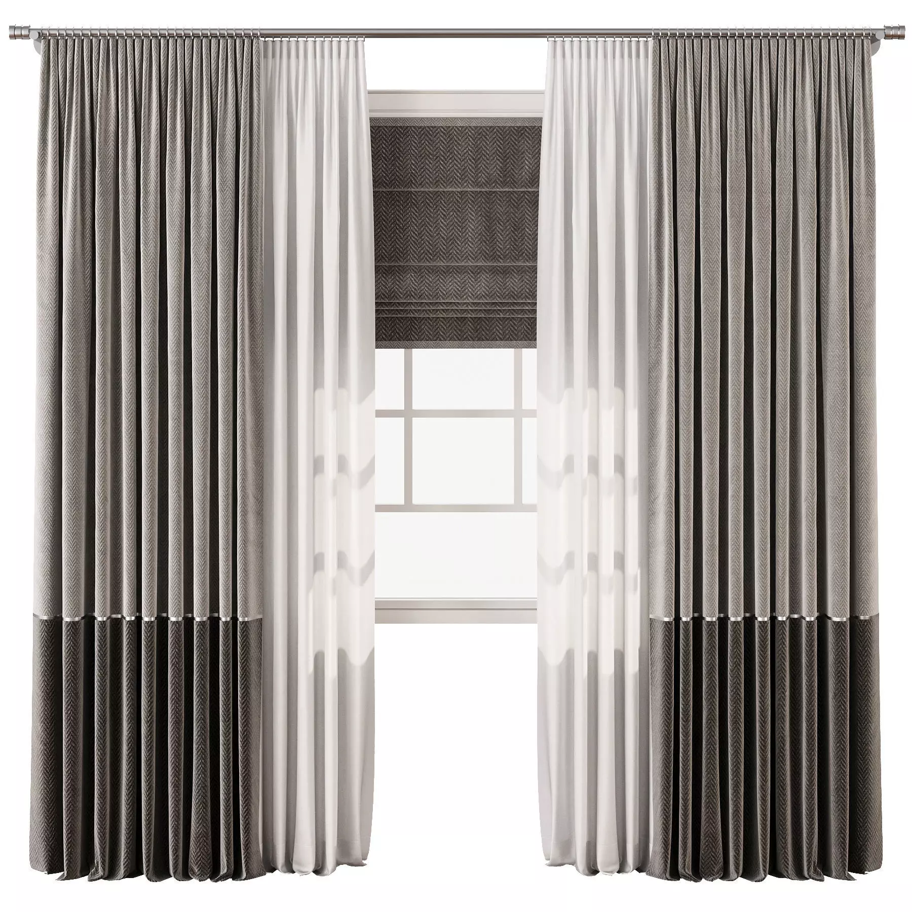 Curtain with tulle 59 3D model_0
