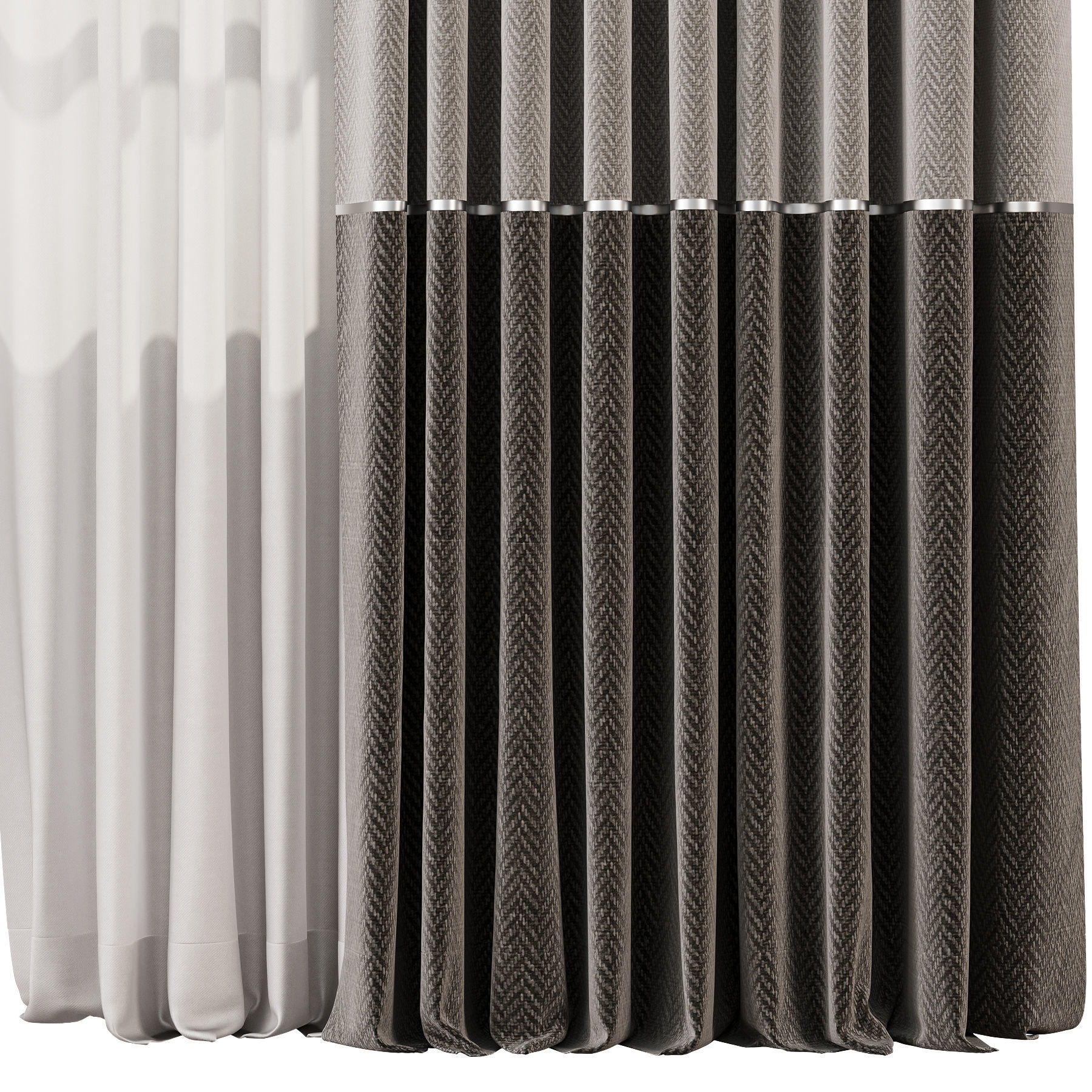 Curtain with tulle 59 3D model_1