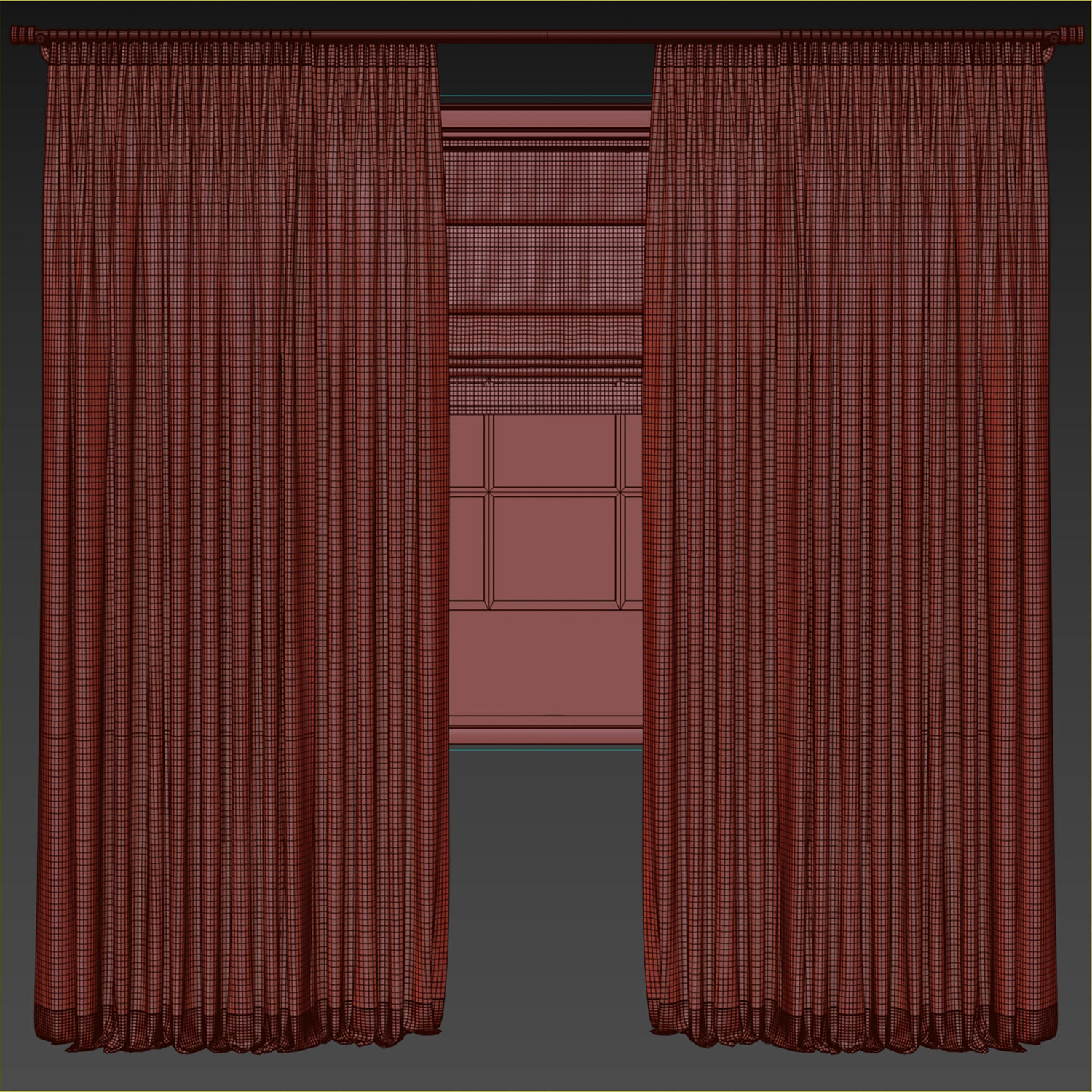 Curtain with tulle 59 3D model_3