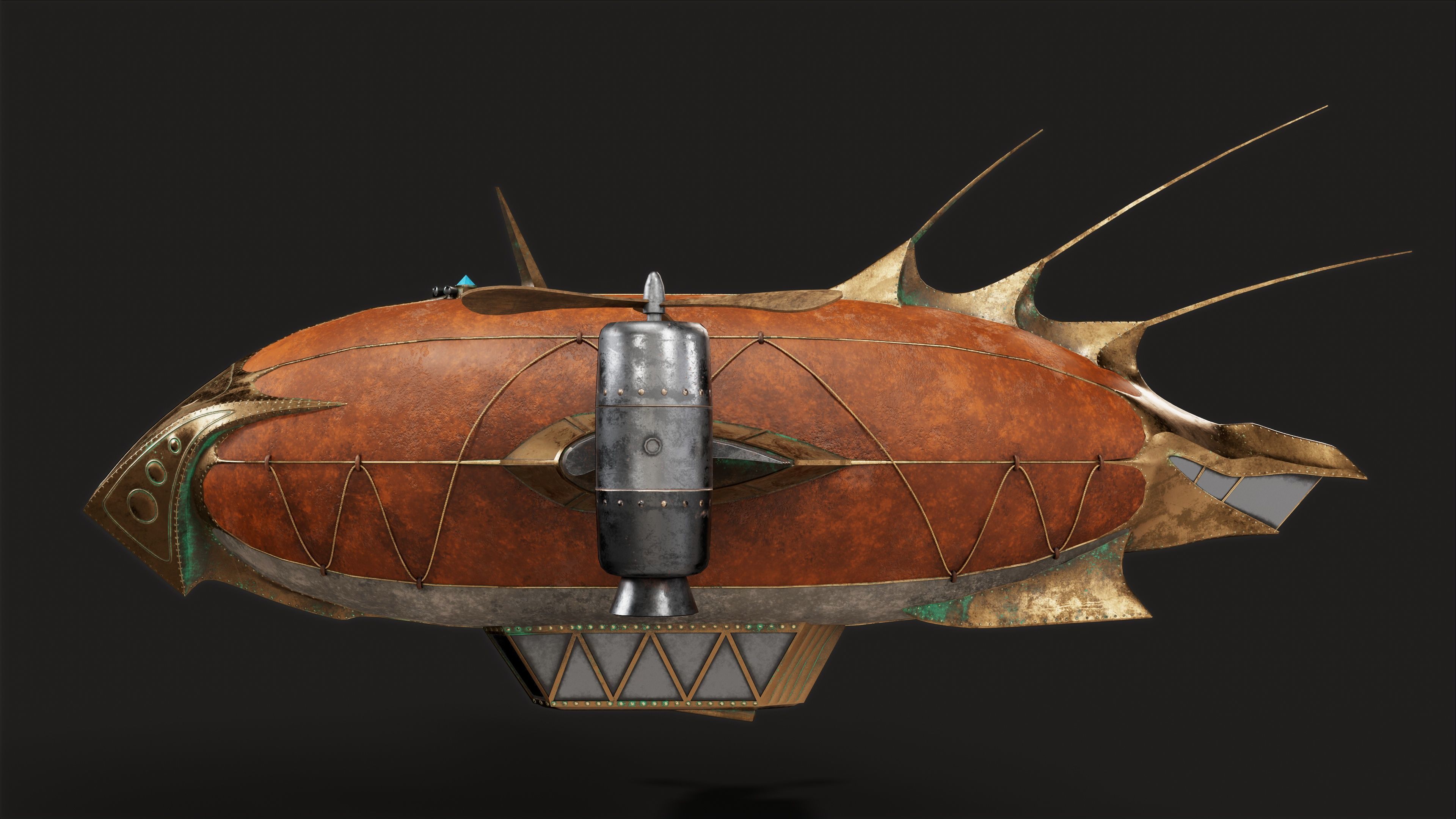 Steampunk airship Wanderer of the Winds Low-poly 3D model Low-poly 3D model_4