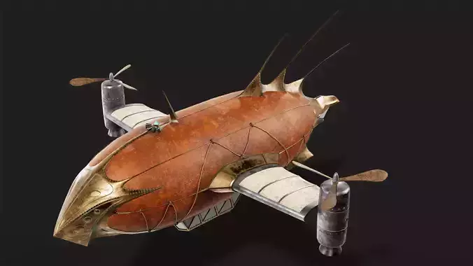 Steampunk airship Wanderer of the Winds Low-poly 3D model