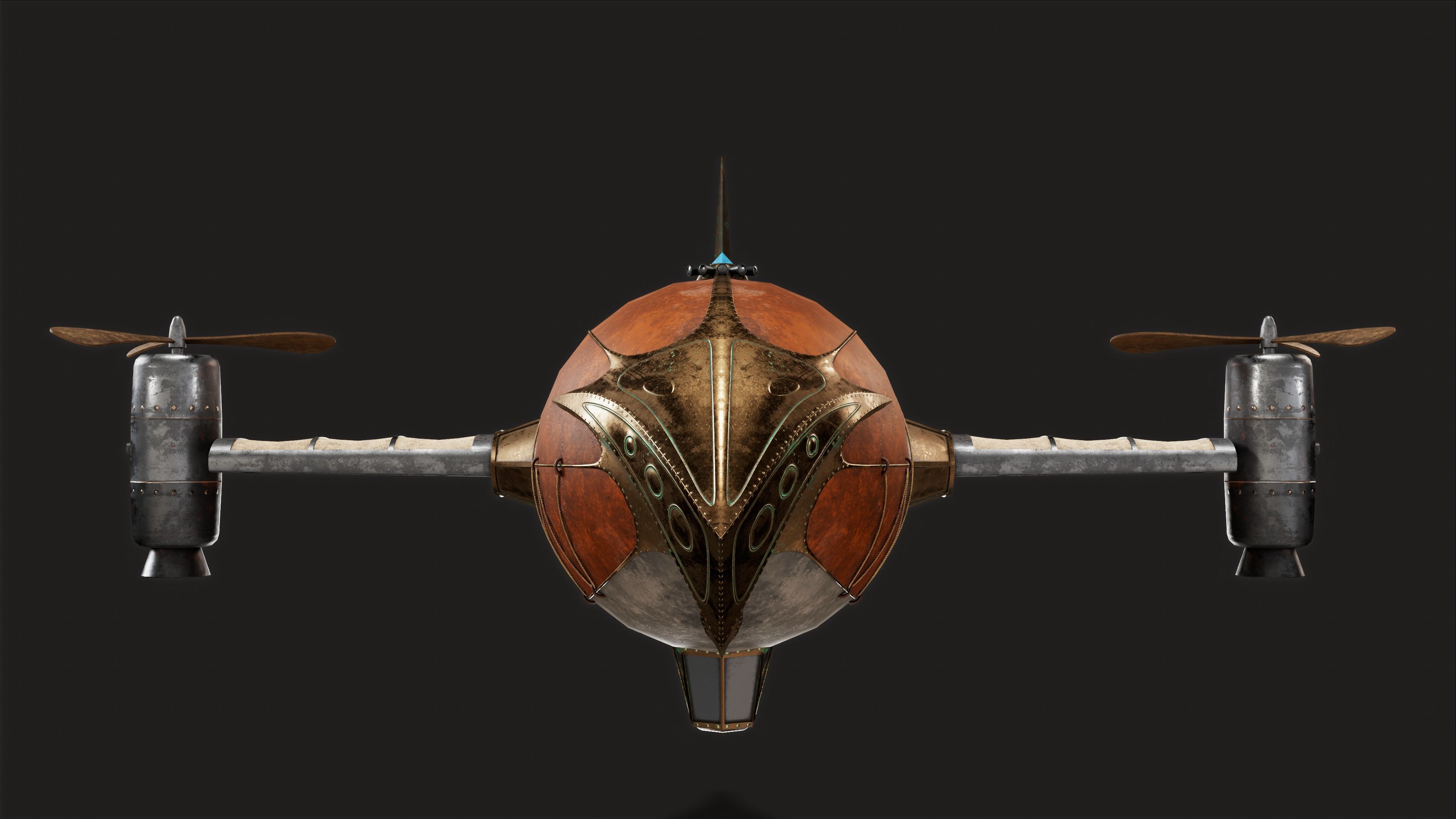 Steampunk airship Wanderer of the Winds Low-poly 3D model Low-poly 3D model_5