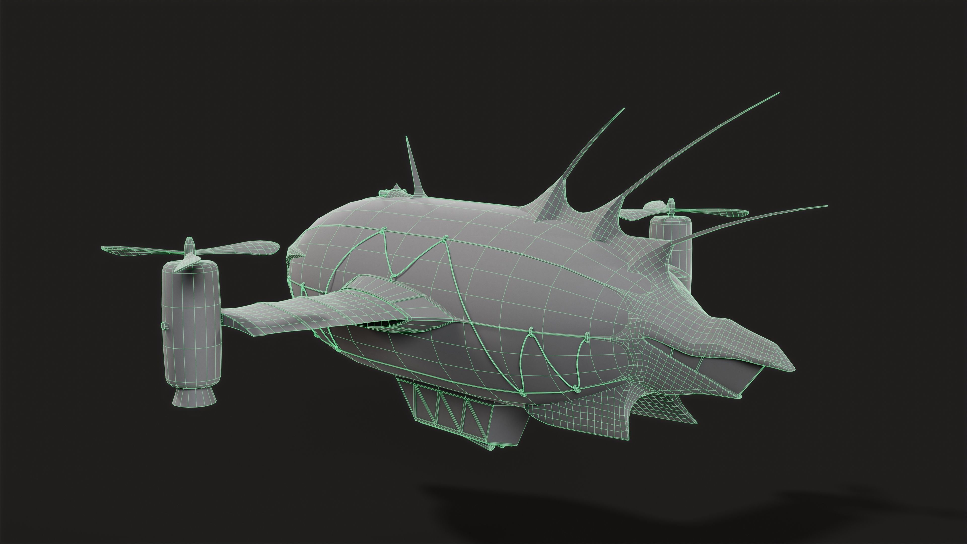 Steampunk airship Wanderer of the Winds Low-poly 3D model Low-poly 3D model_8