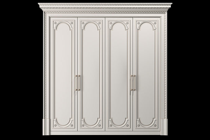 blk wood classical wardrobe art 003 3D model