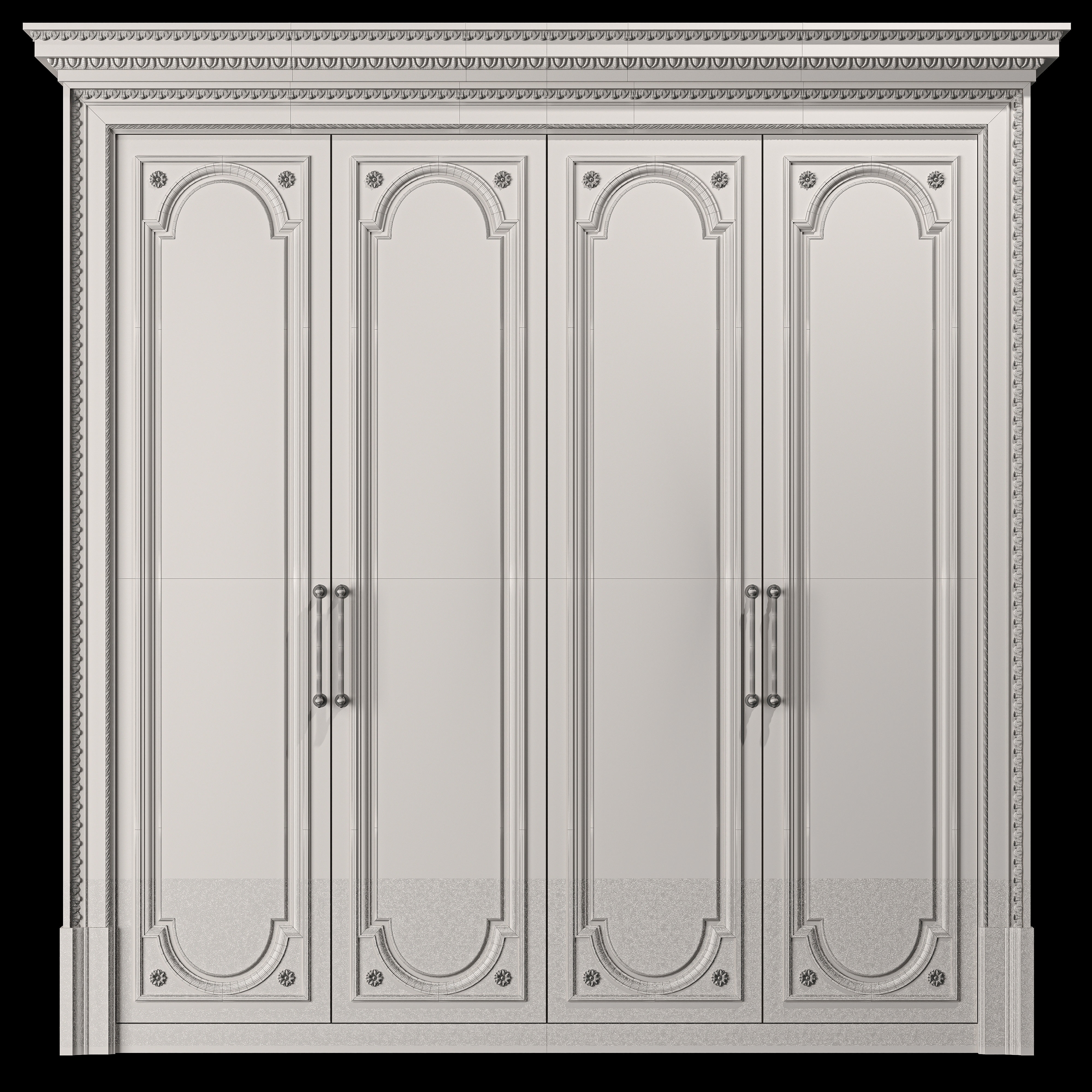 blk wood classical wardrobe art 003 3D model_2
