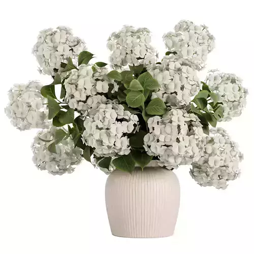 Hydrangea Bouquet in Textured Ceramic Vase 3 Color Variants