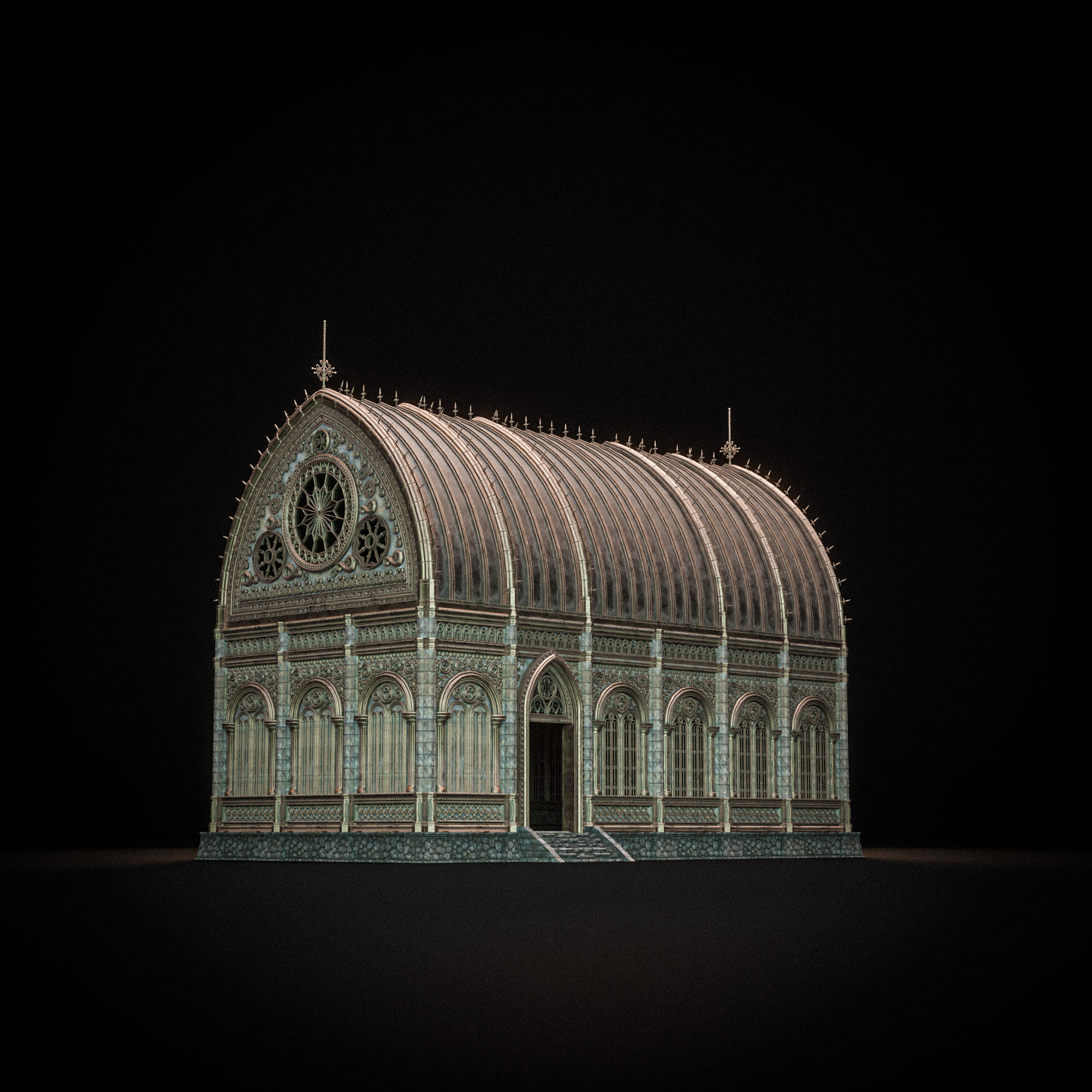 GOTHIC MODULAR BUILDING 2 Low-poly 3D model_10