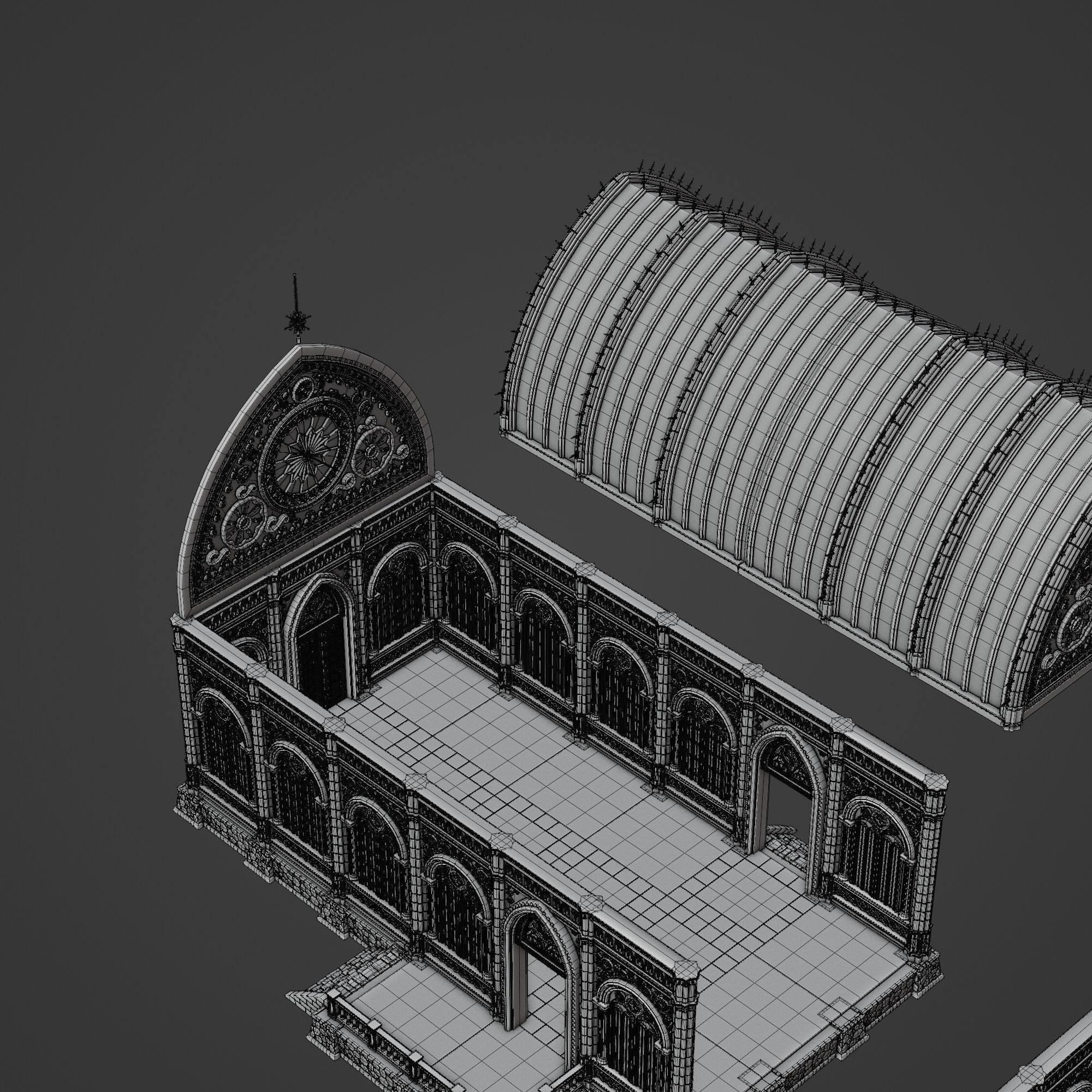 GOTHIC MODULAR BUILDING 2 Low-poly 3D model_18