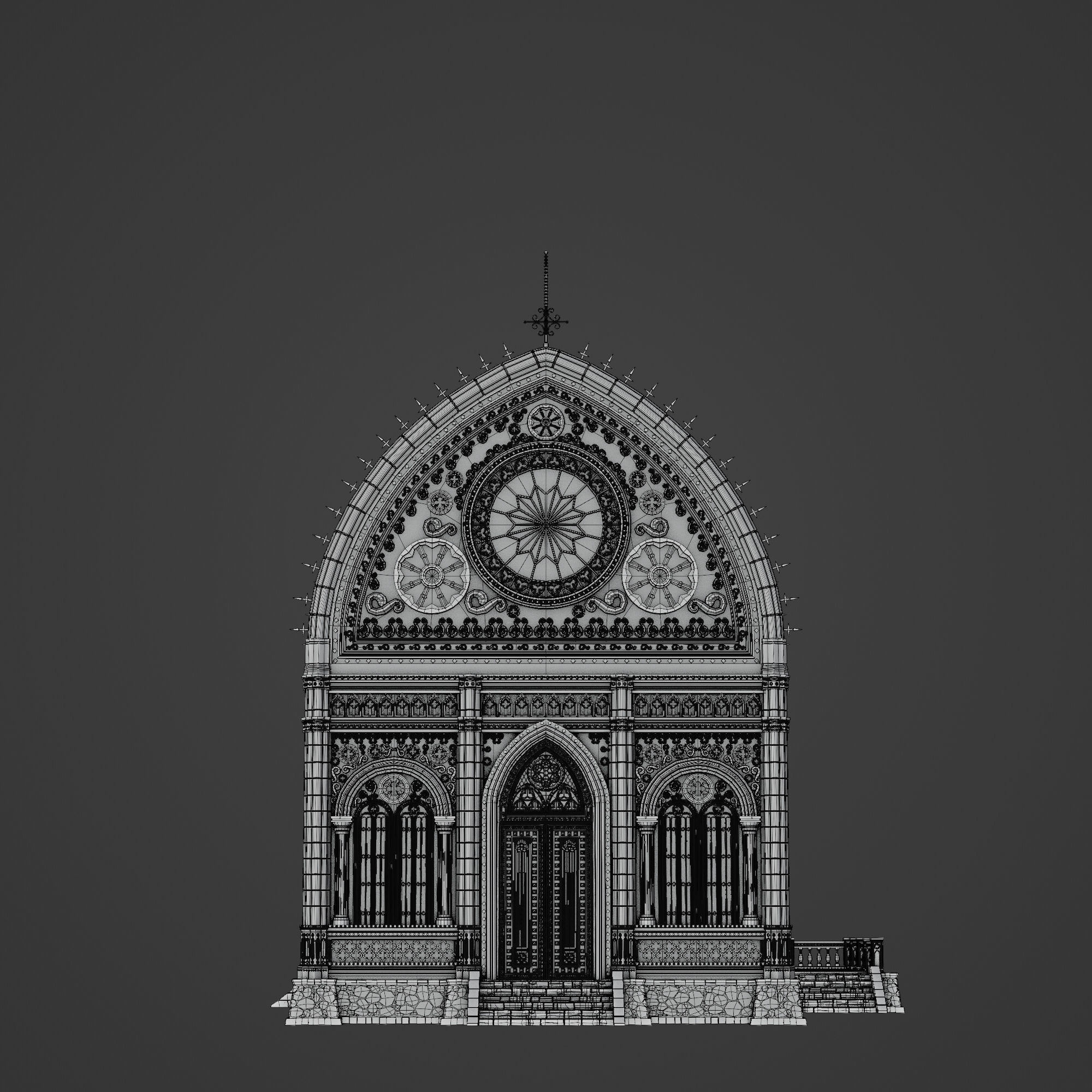 GOTHIC MODULAR BUILDING 2 Low-poly 3D model_15
