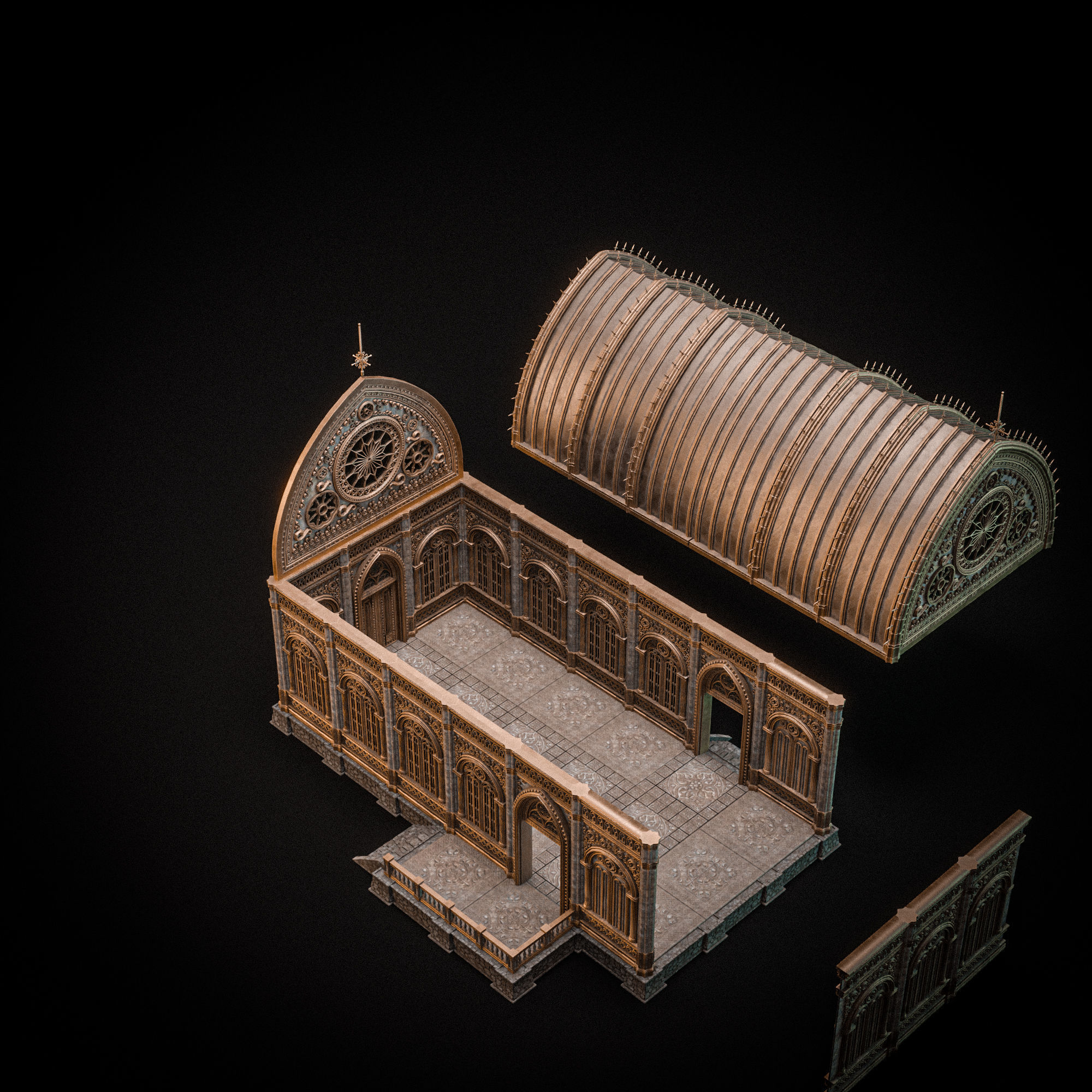 GOTHIC MODULAR BUILDING 2 Low-poly 3D model_14