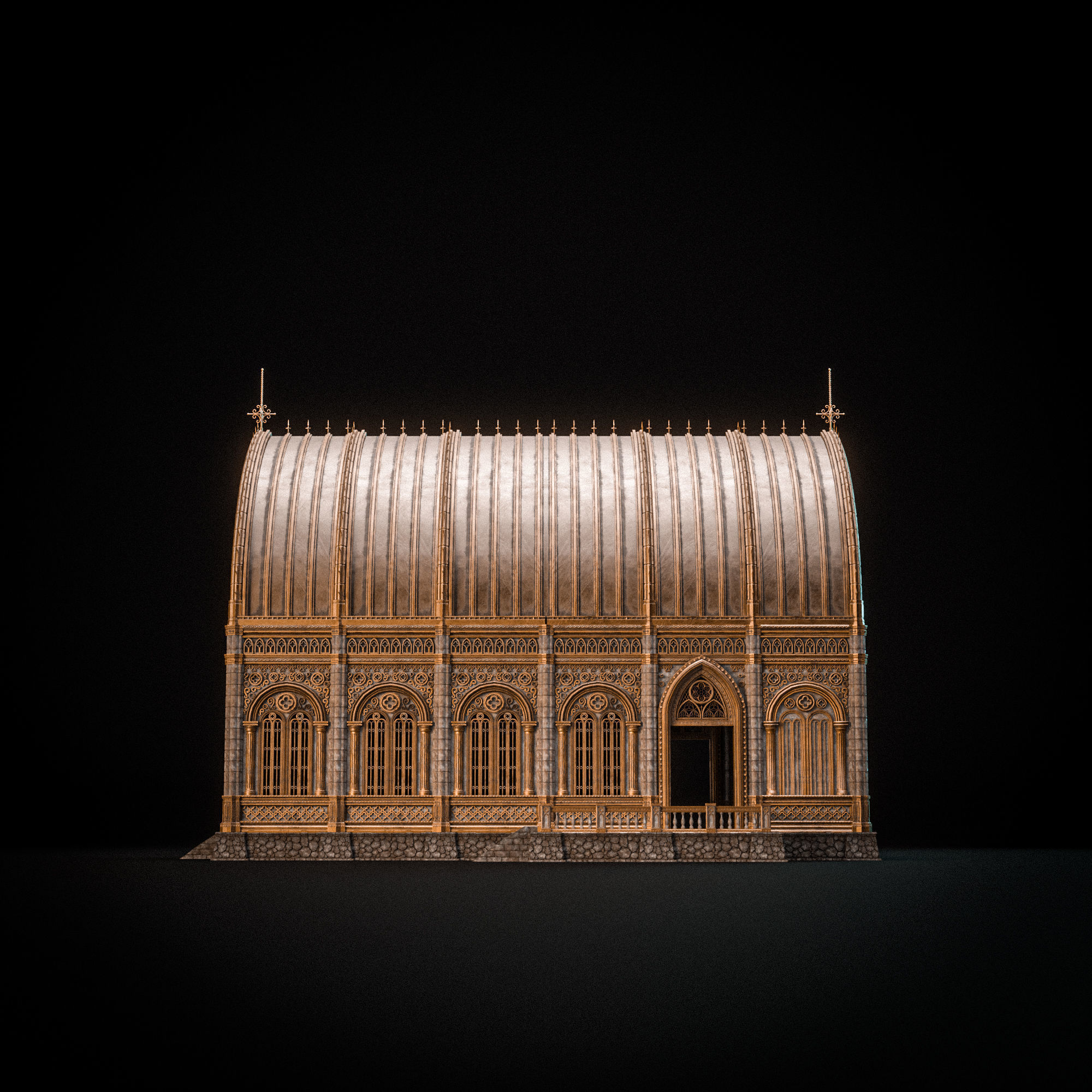 GOTHIC MODULAR BUILDING 2 Low-poly 3D model_7