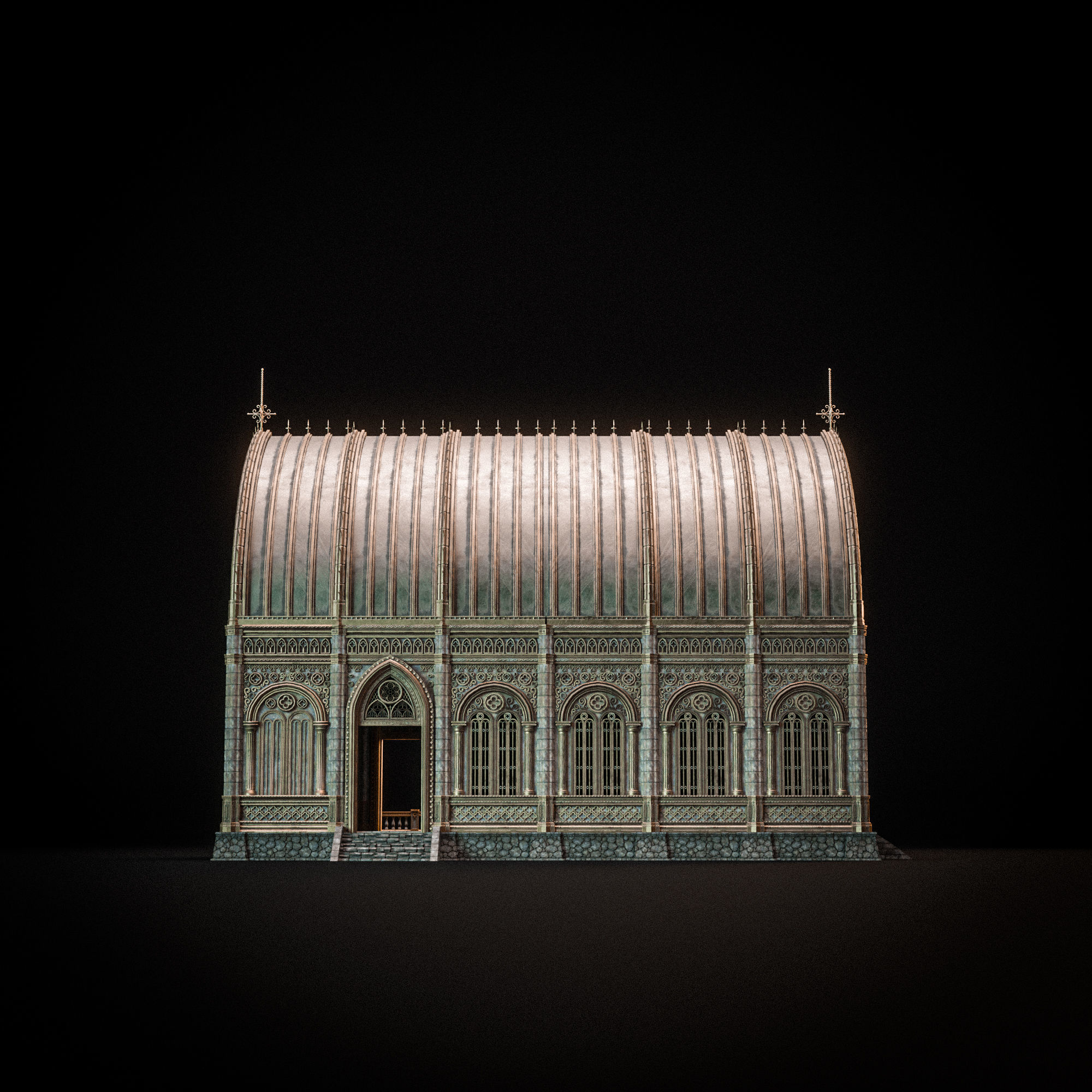 GOTHIC MODULAR BUILDING 2 Low-poly 3D model_11