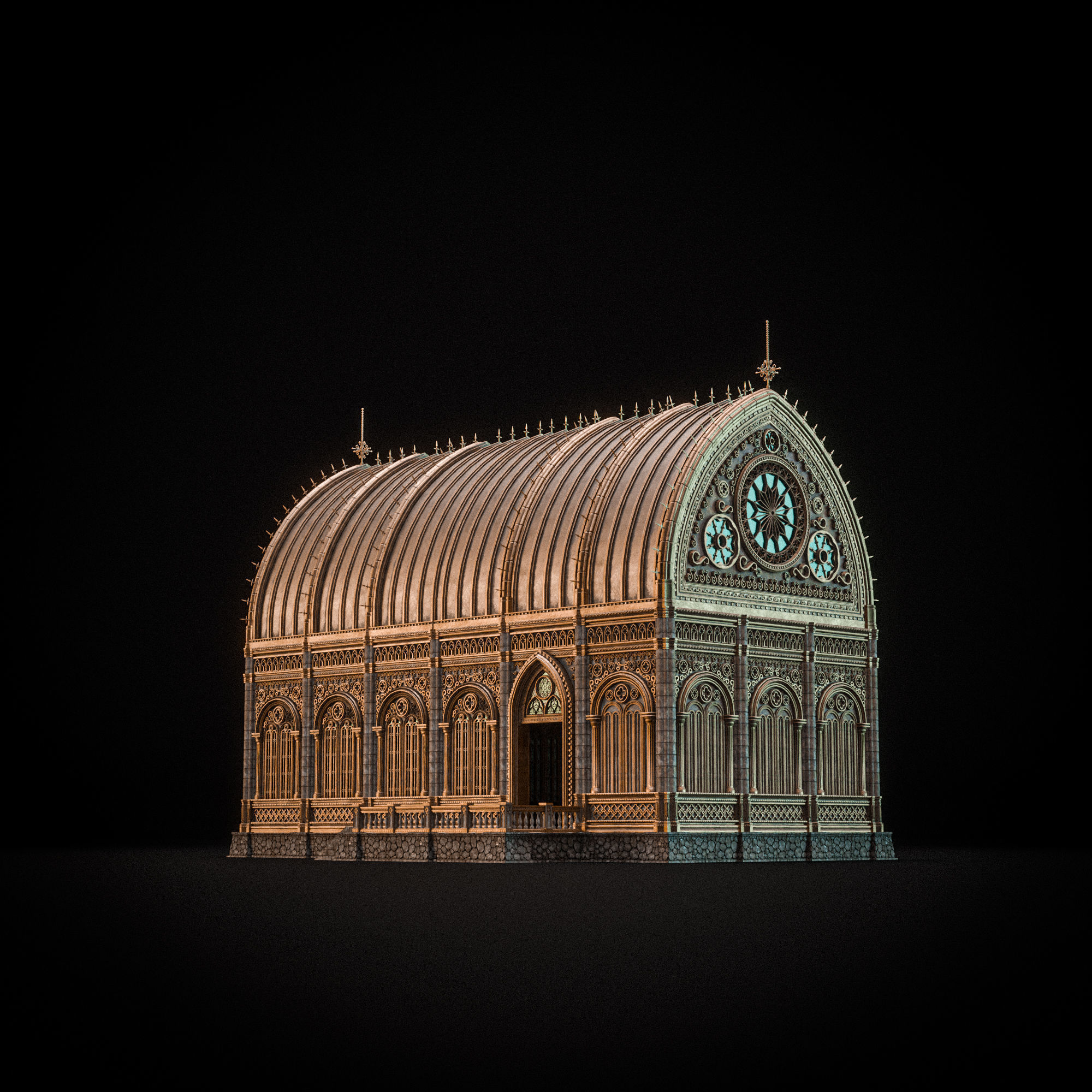 GOTHIC MODULAR BUILDING 2 Low-poly 3D model_8