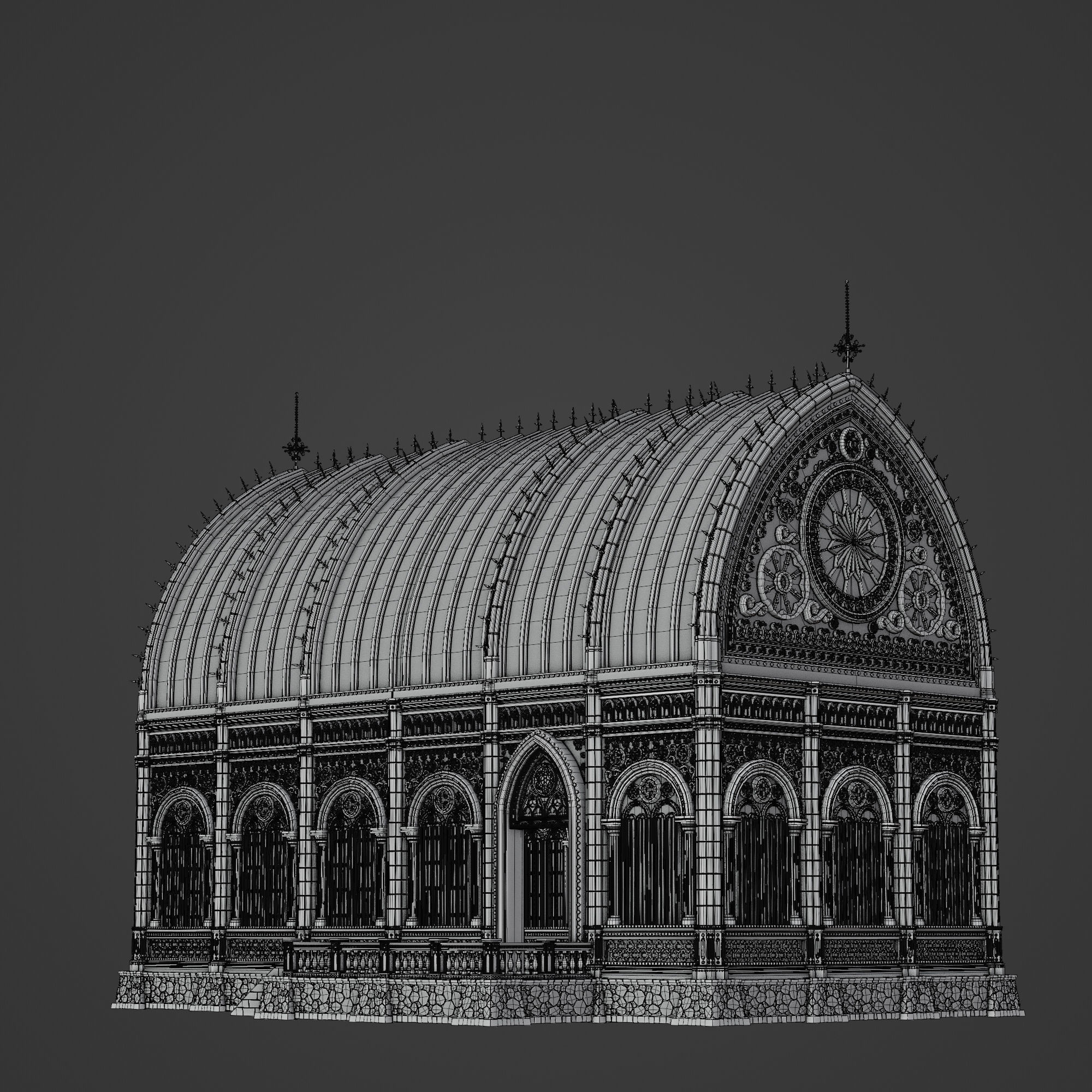 GOTHIC MODULAR BUILDING 2 Low-poly 3D model_16