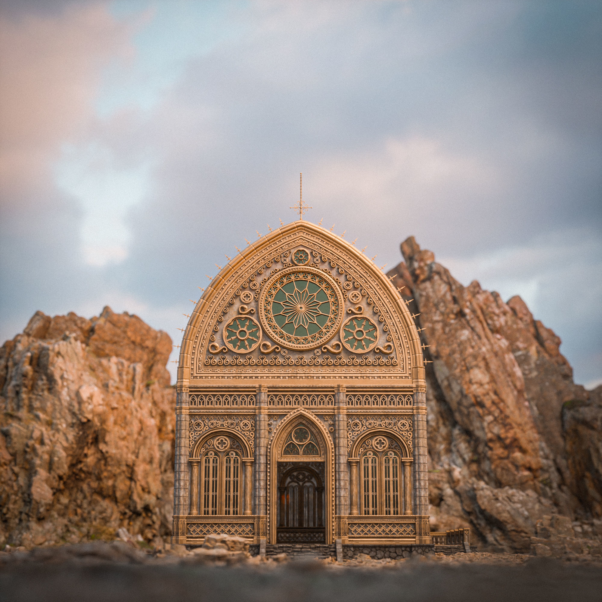 GOTHIC MODULAR BUILDING 2 Low-poly 3D model_2