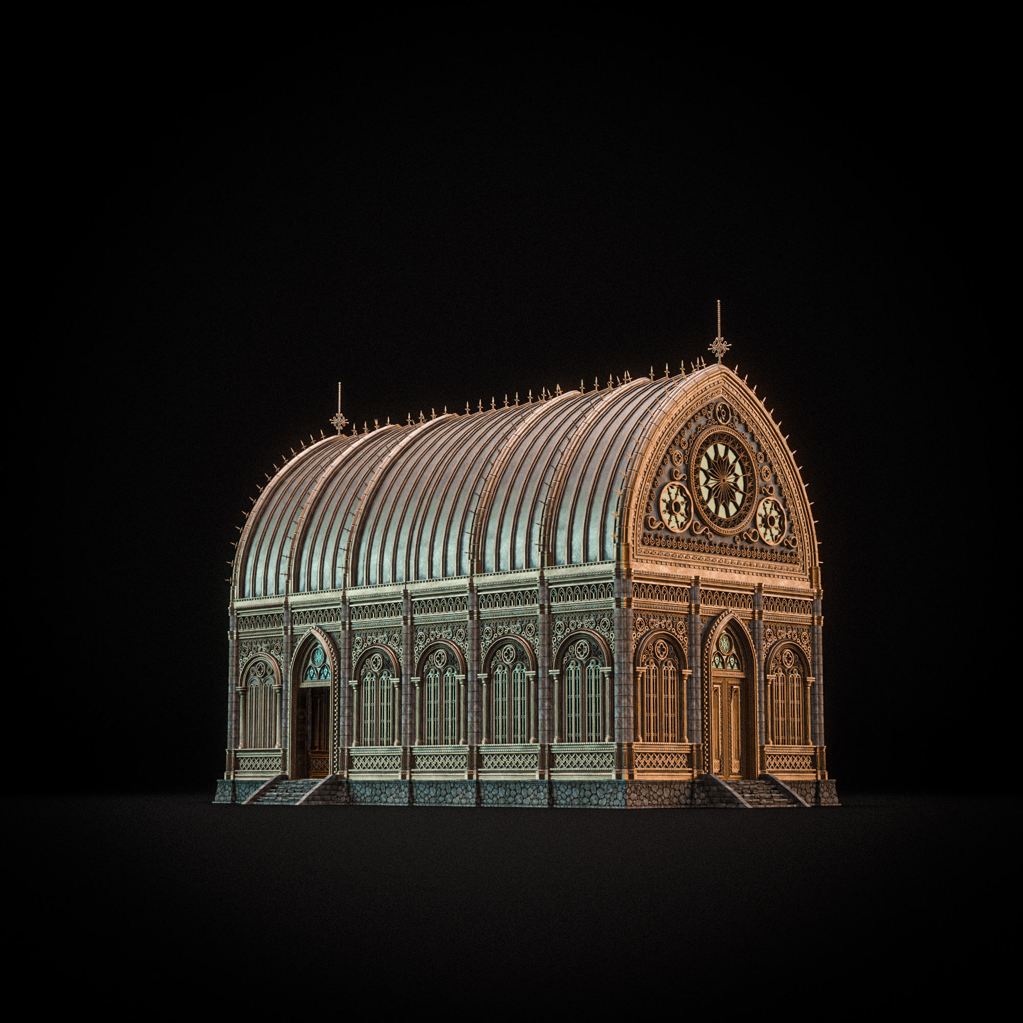 GOTHIC MODULAR BUILDING 2 Low-poly 3D model_12