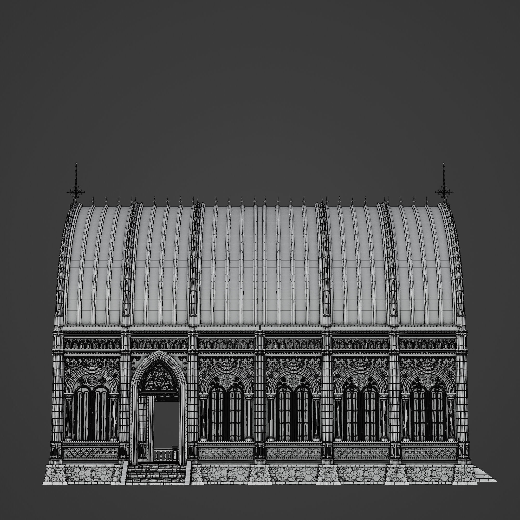 GOTHIC MODULAR BUILDING 2 Low-poly 3D model_17