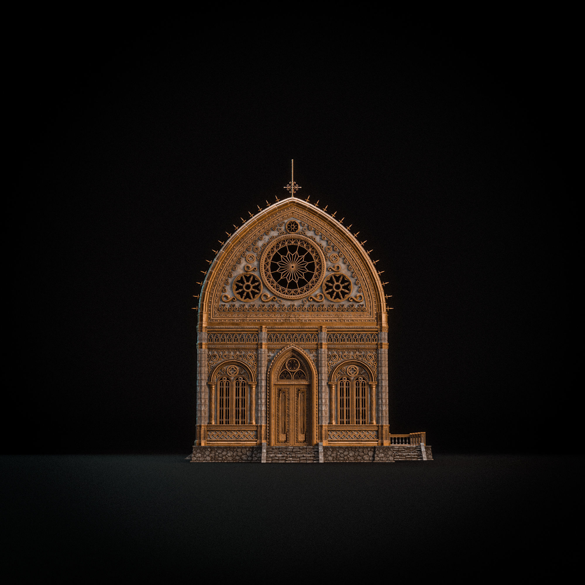 GOTHIC MODULAR BUILDING 2 Low-poly 3D model_5