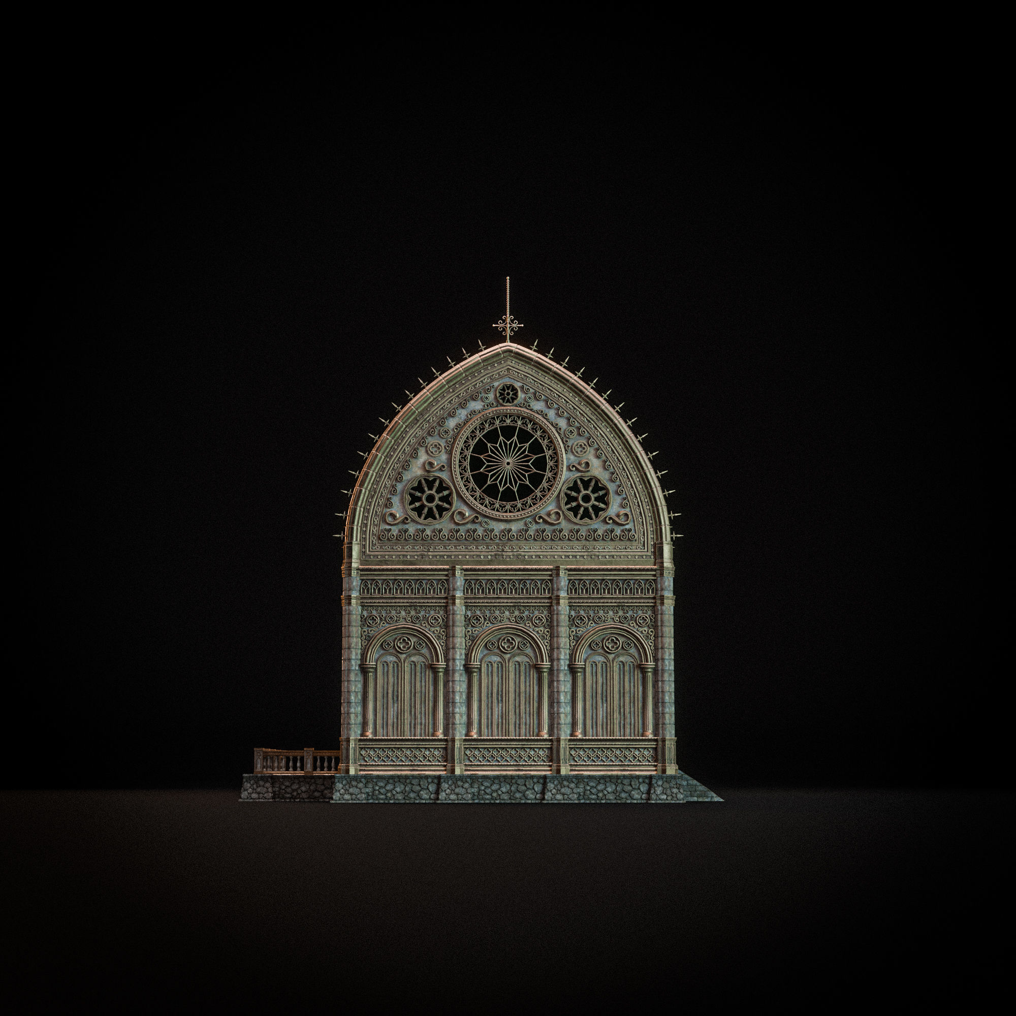 GOTHIC MODULAR BUILDING 2 Low-poly 3D model_9