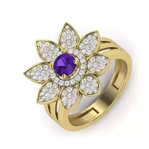 Women Diamond Ring 3dm STL  Render Details - PR-151 DIA