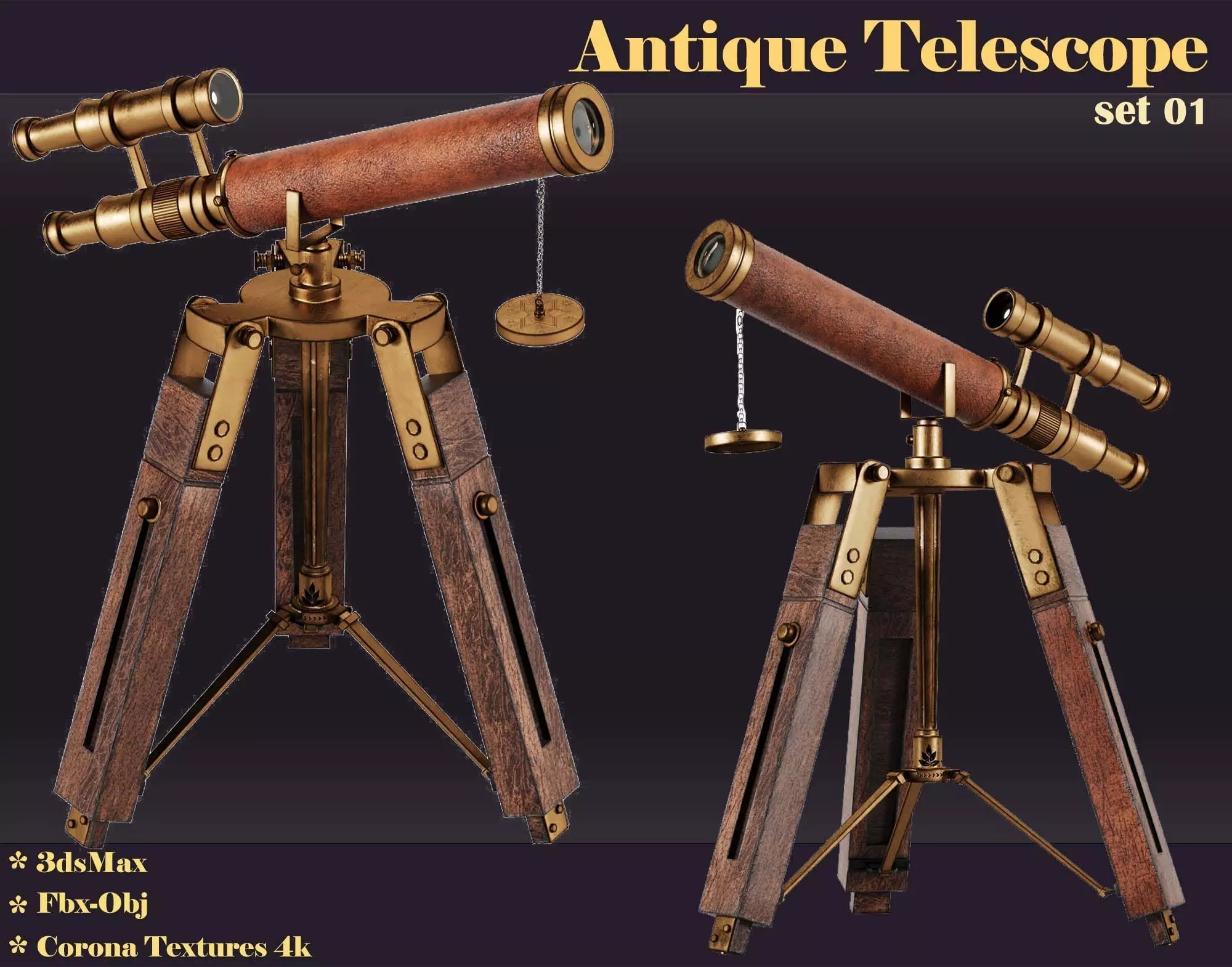 antique telescope 01 3D model_0