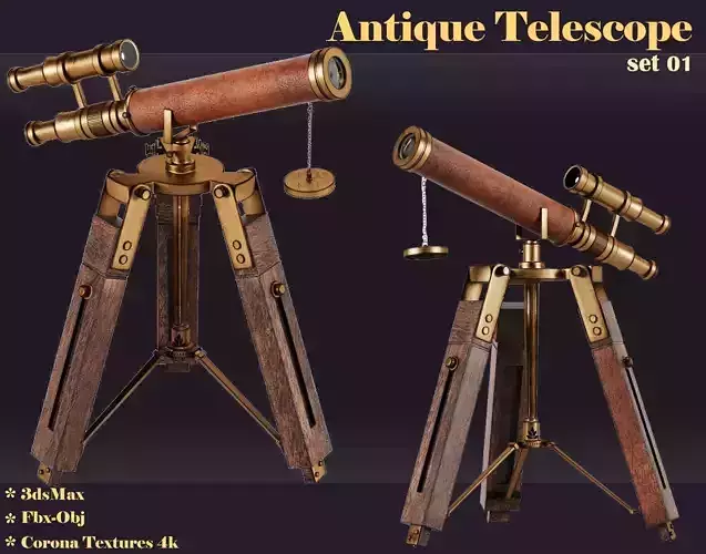 antique telescope 01 3D model antique telescope 01 3D model
