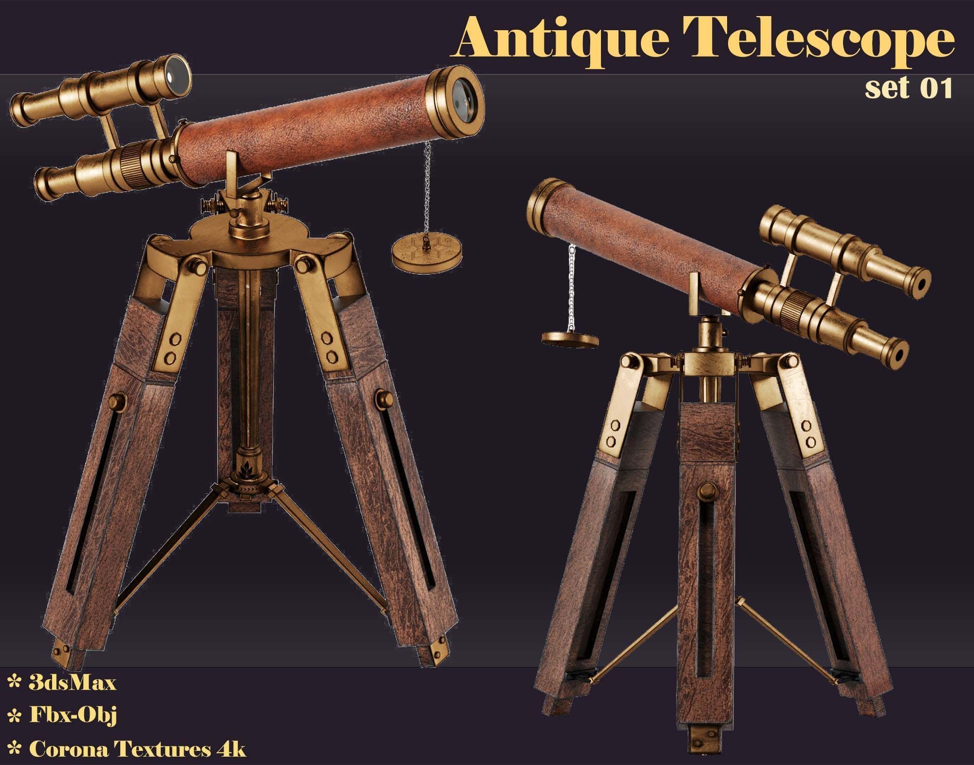 antique telescope 01 3D model_2