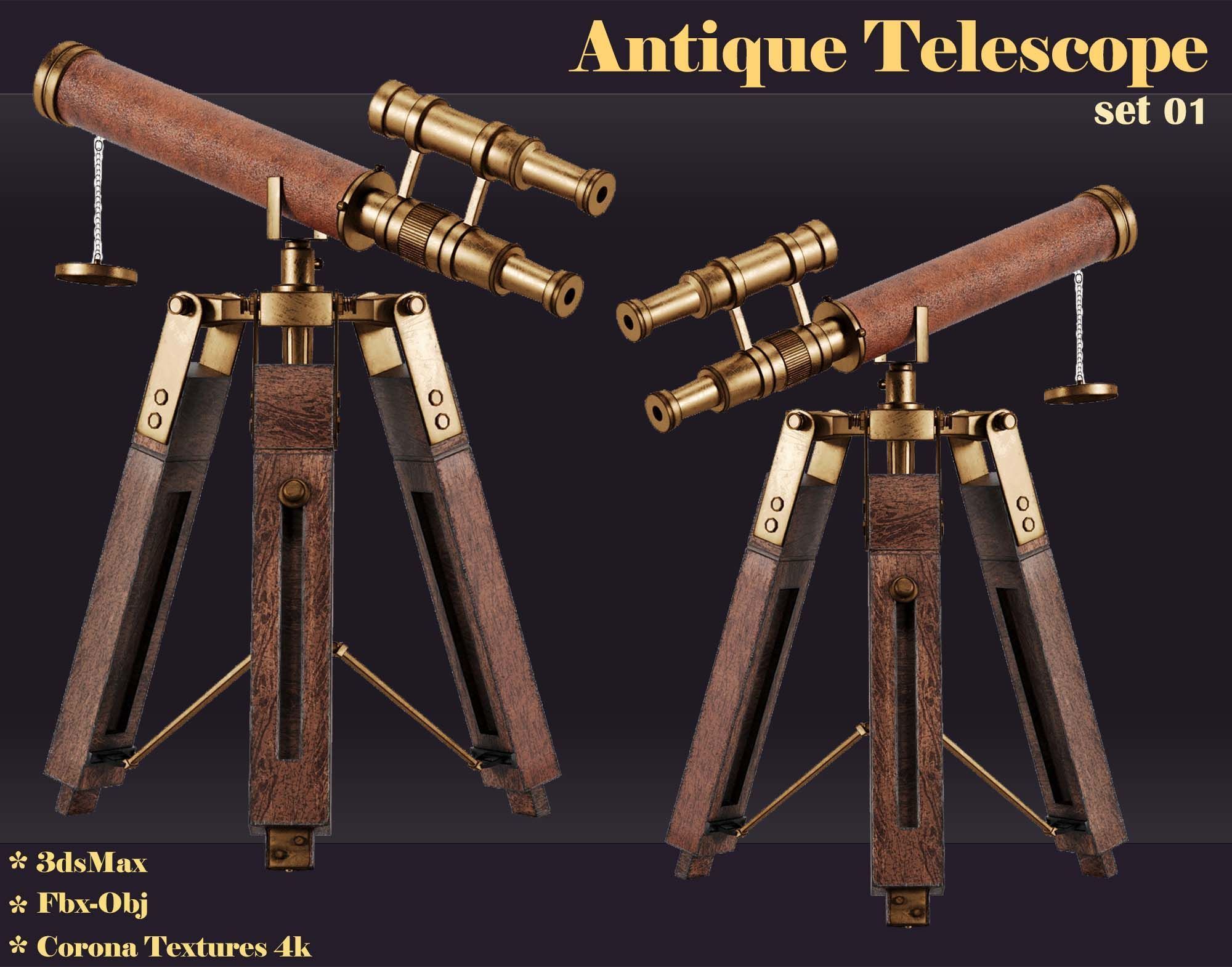 antique telescope 01 3D model_5