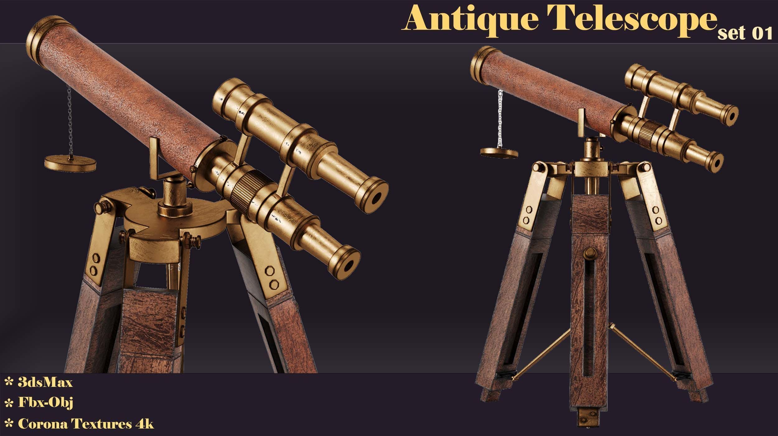 antique telescope 01 3D model_33
