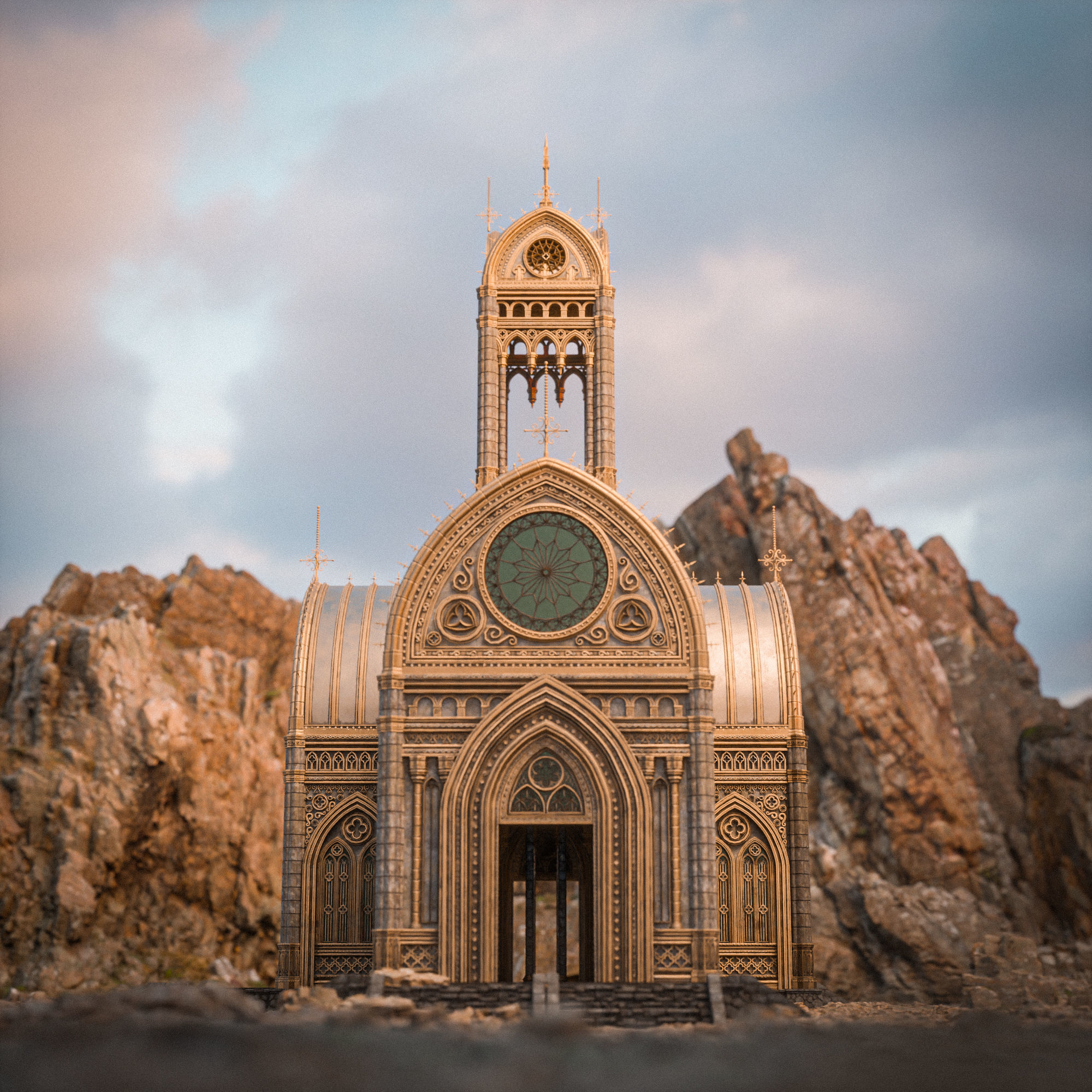 GOTHIC MODULAR BUILDING 3 Low-poly 3D model_2