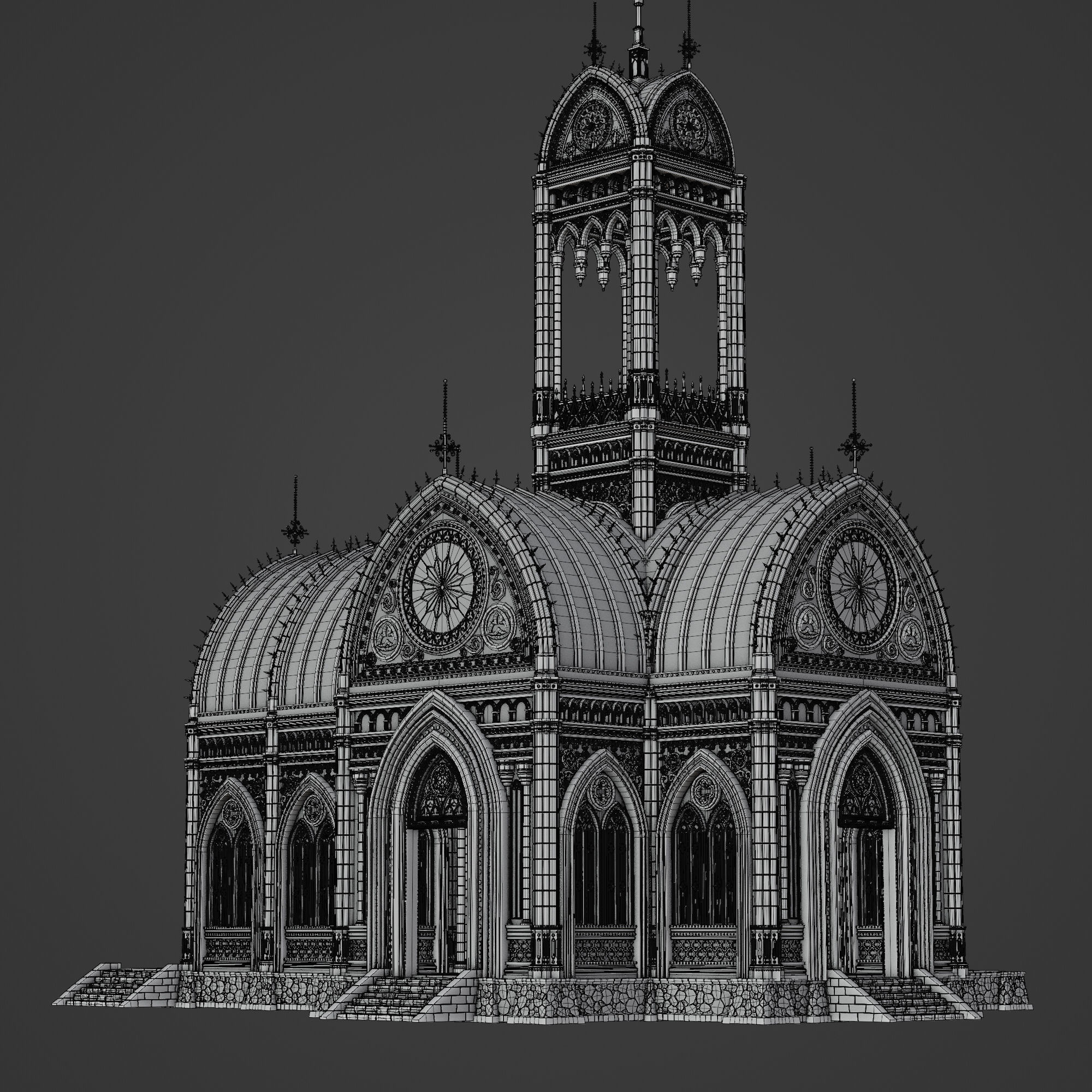 GOTHIC MODULAR BUILDING 3 Low-poly 3D model_16