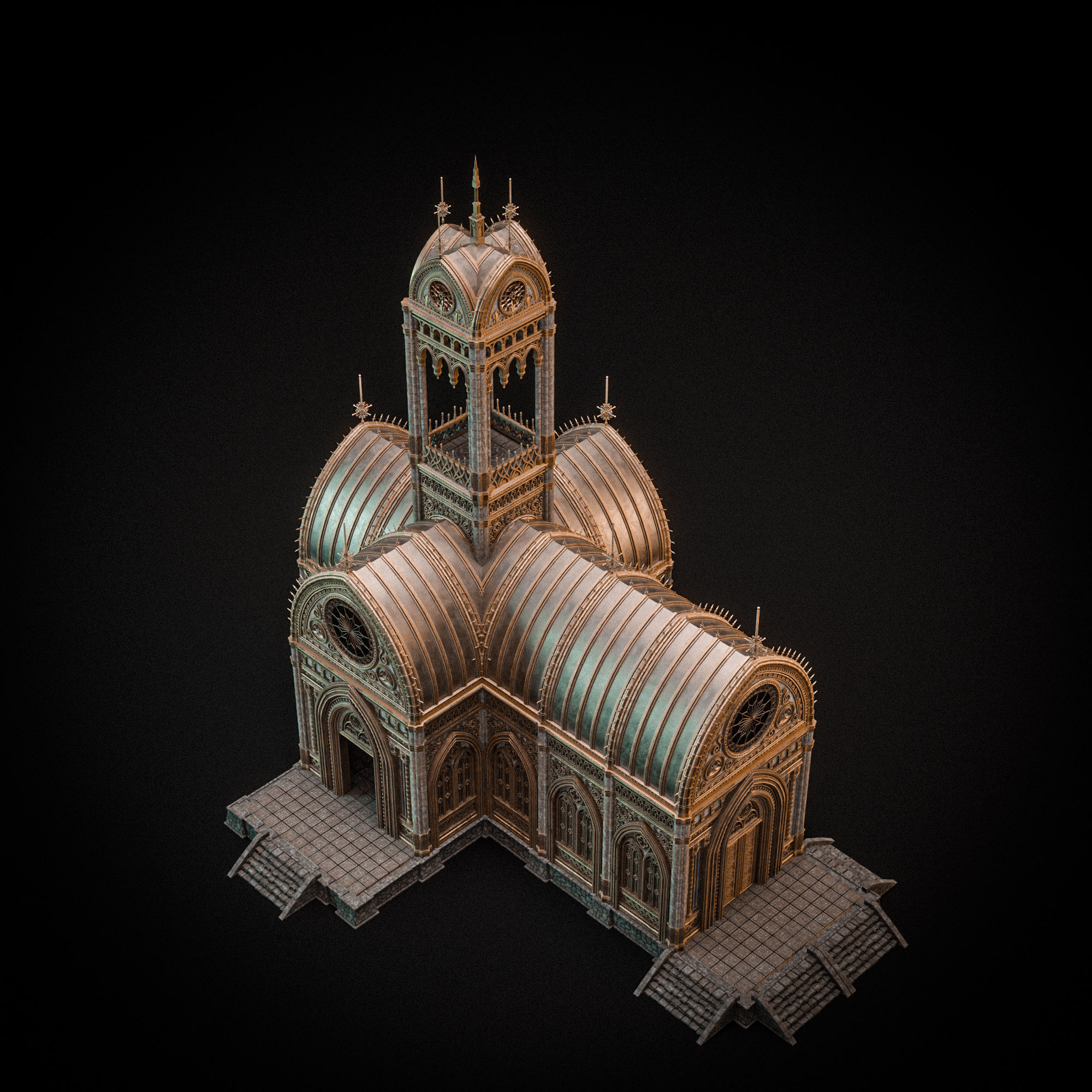 GOTHIC MODULAR BUILDING 3 Low-poly 3D model_13