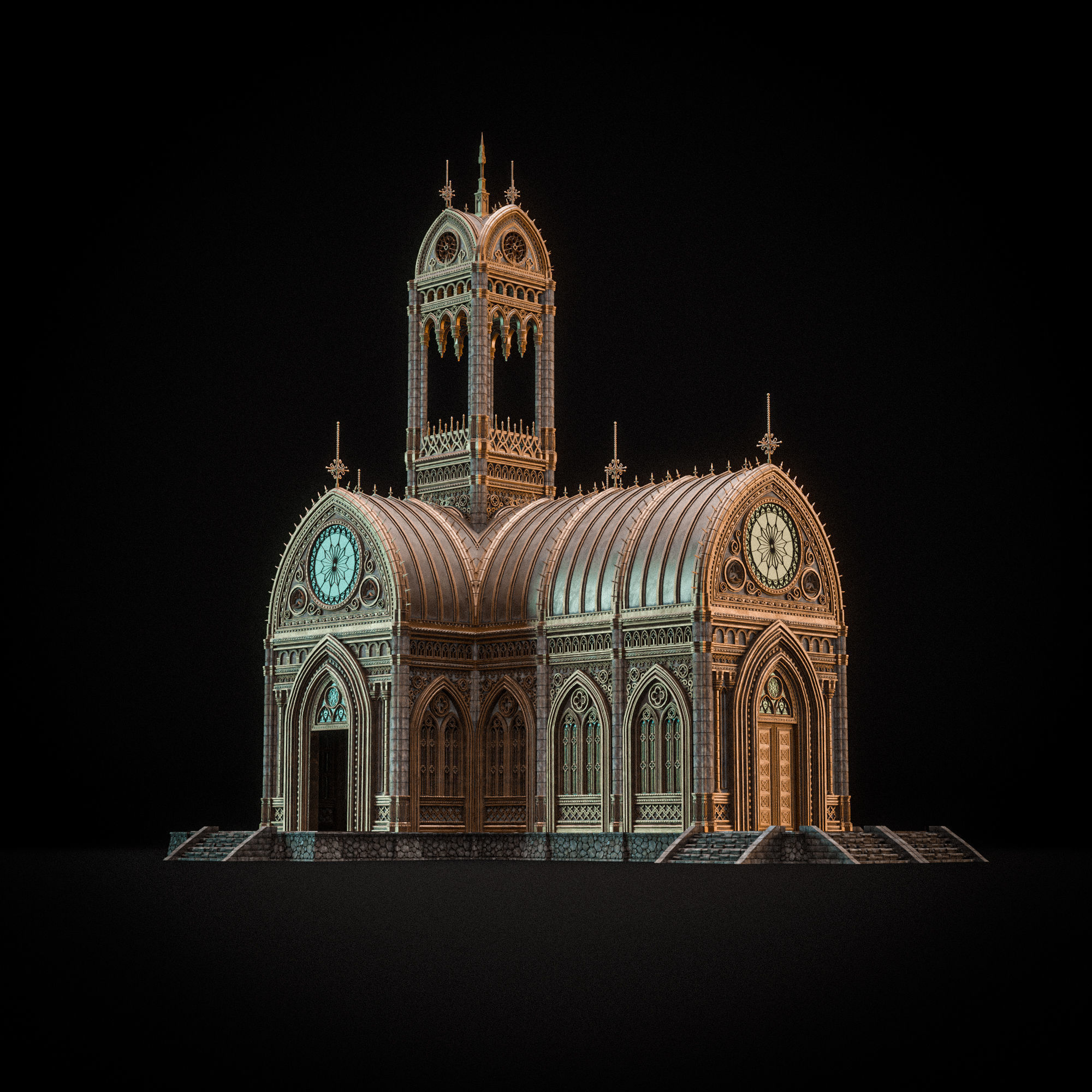GOTHIC MODULAR BUILDING 3 Low-poly 3D model_12