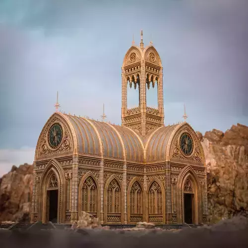 GOTHIC MODULAR BUILDING 3 Low-poly 3D model