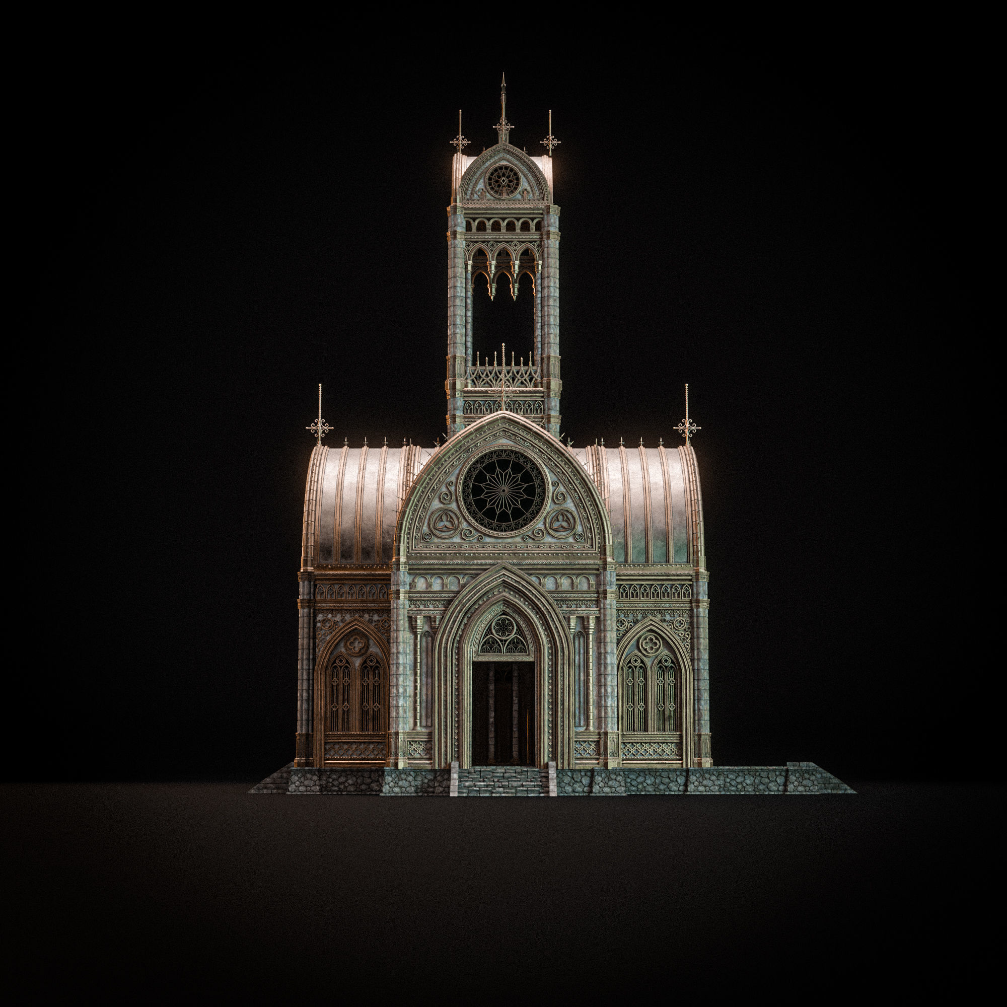GOTHIC MODULAR BUILDING 3 Low-poly 3D model_9