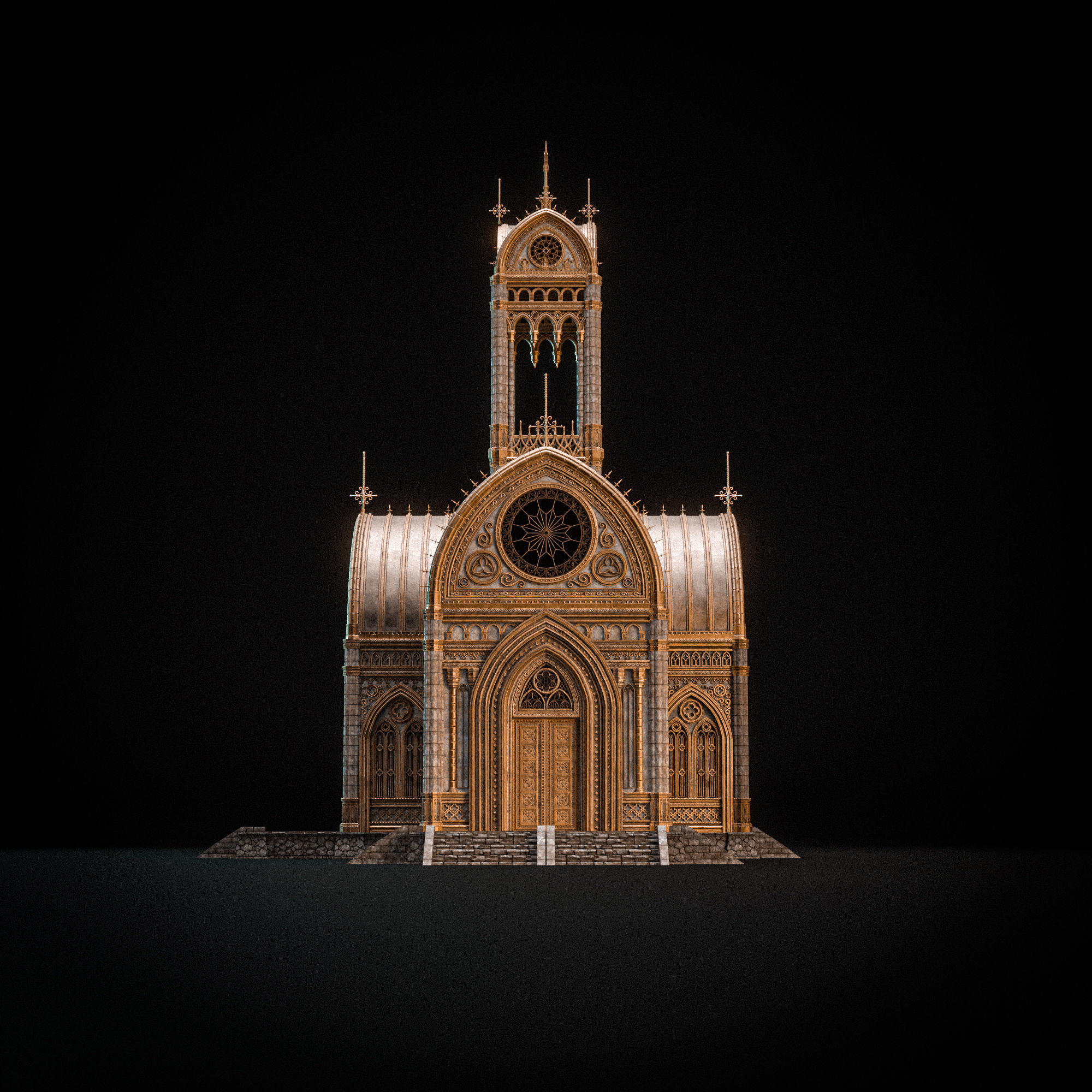 GOTHIC MODULAR BUILDING 3 Low-poly 3D model_5