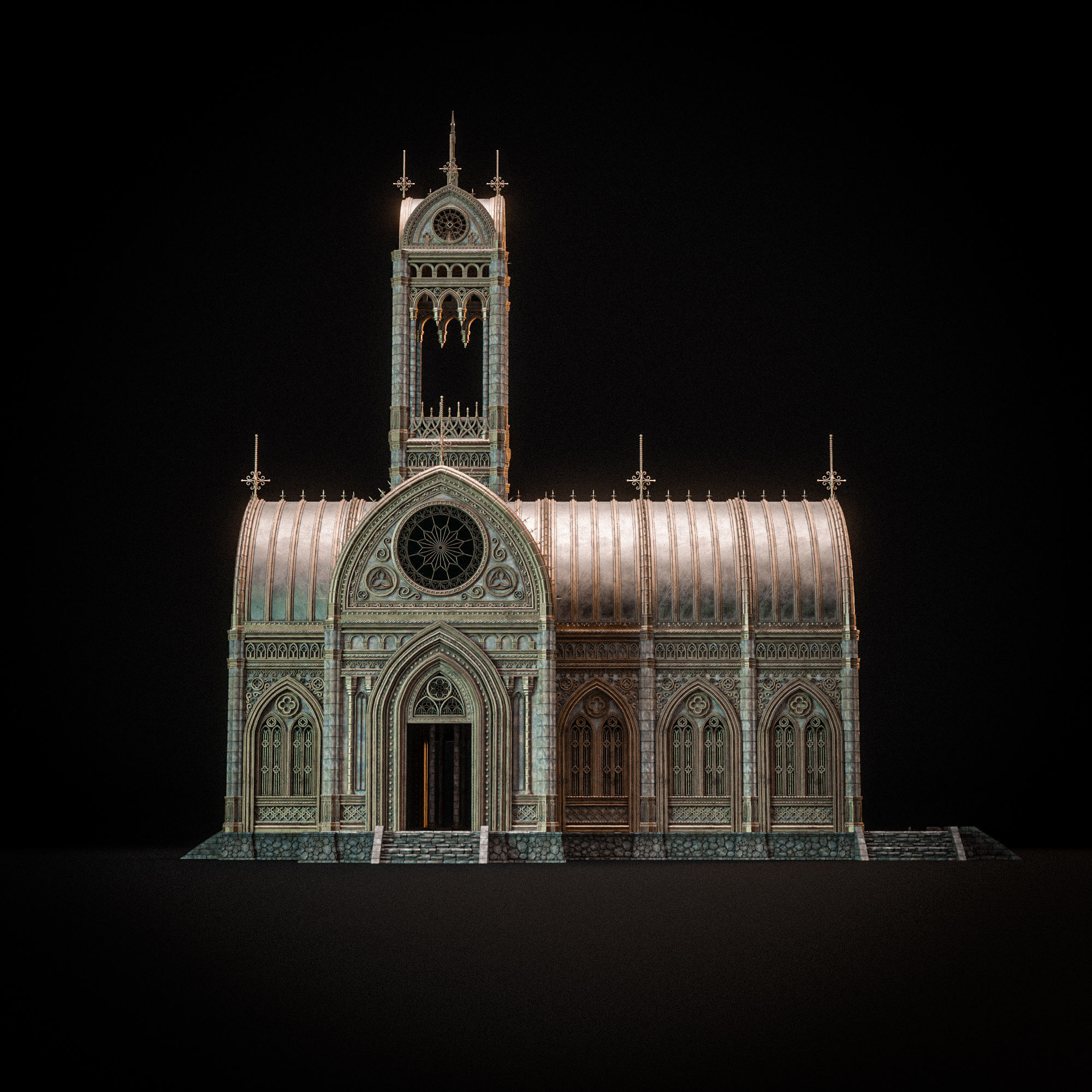 GOTHIC MODULAR BUILDING 3 Low-poly 3D model_11