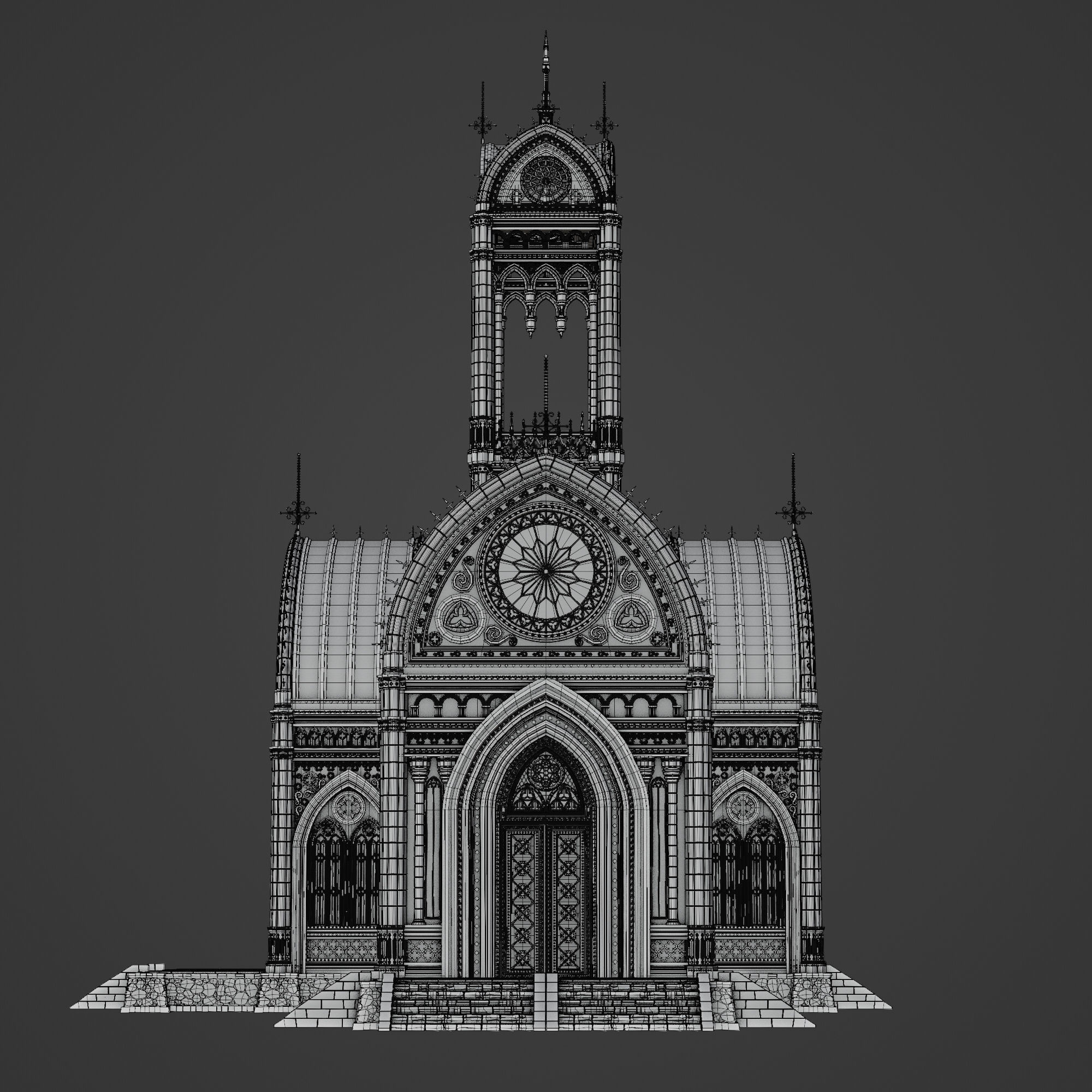 GOTHIC MODULAR BUILDING 3 Low-poly 3D model_15