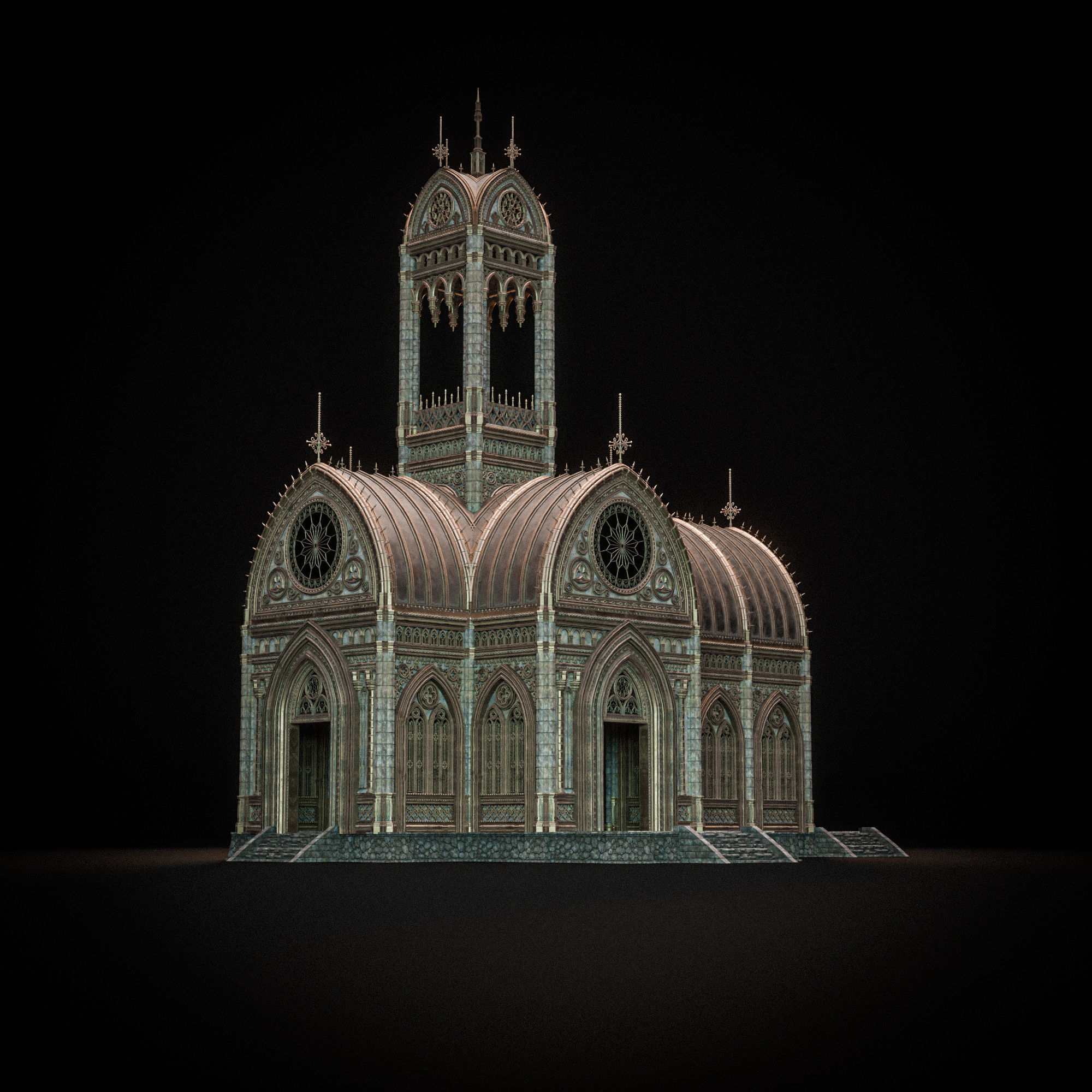 GOTHIC MODULAR BUILDING 3 Low-poly 3D model_10